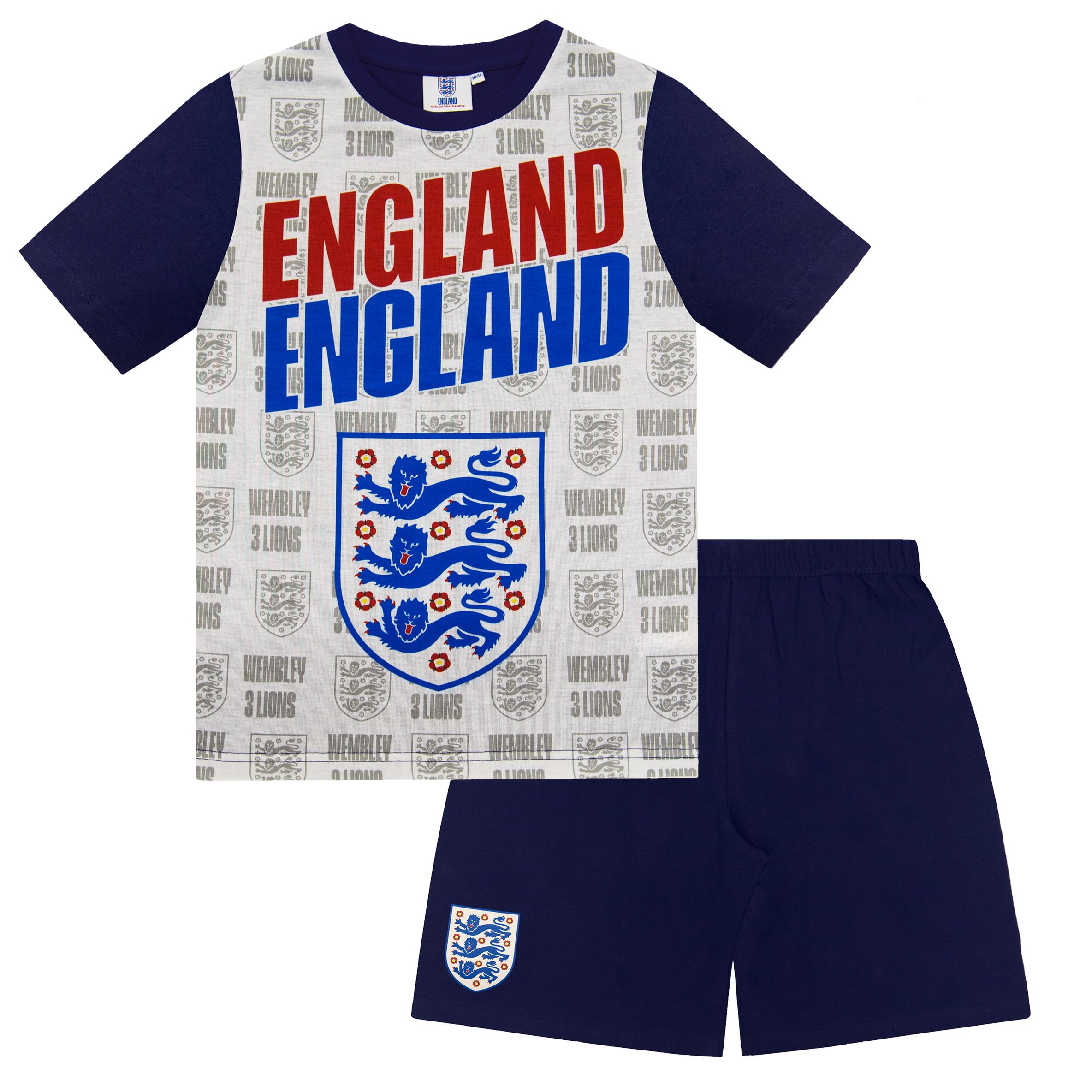 The England Football Association Boys White Text England Three Lions Official Gift Short Pyjamas 10-11 Years