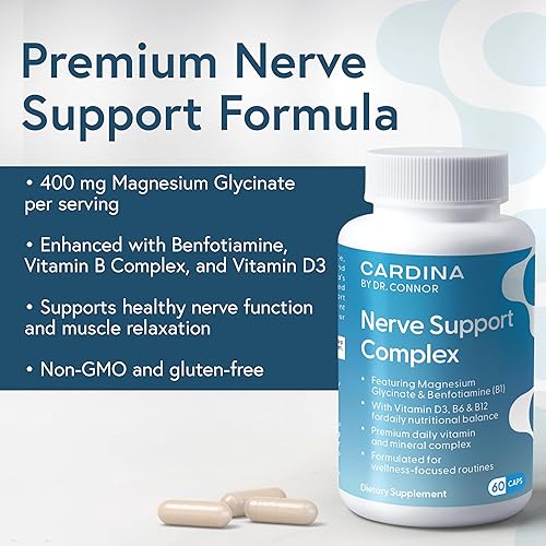 Miniatura 2 de Suplementos de glicinato de magnesio con benfotiamina, vitamina B6, B12, D3-60 cápsulas Suplemento de magnesio sin OMG para pantorrillas, pastillas