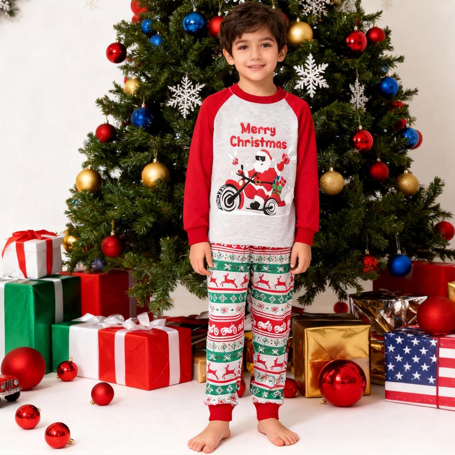 Tphon Boys Christmas Pajamas Sets 4 Pieces Kids Cotton Sleepwear Long Sleeve PJS Set for Children daily wear and Christmas - Image 4
