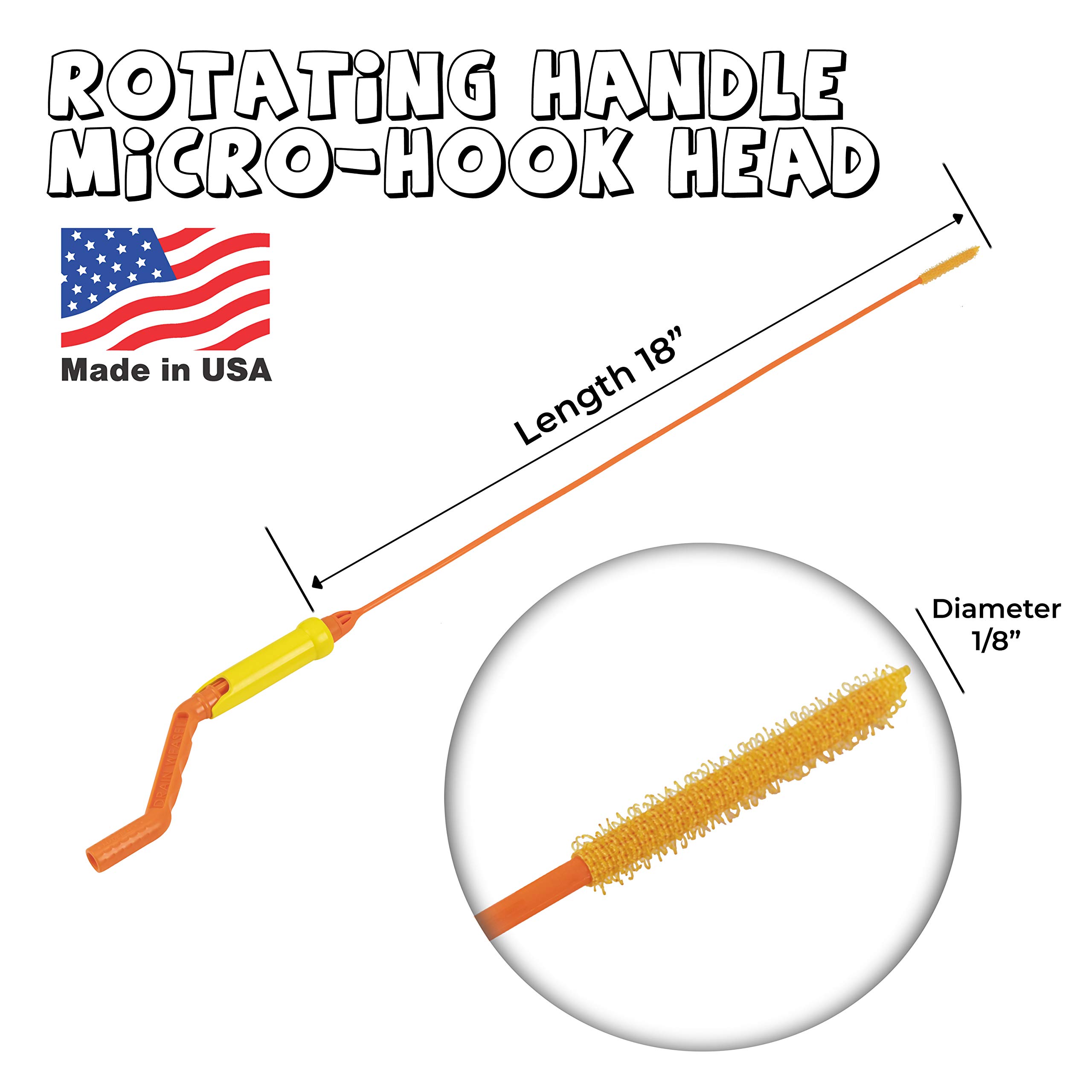 FlexiSnake Drain Weasel Sink Snake Cleaner 18 inch Drain Hair Clog