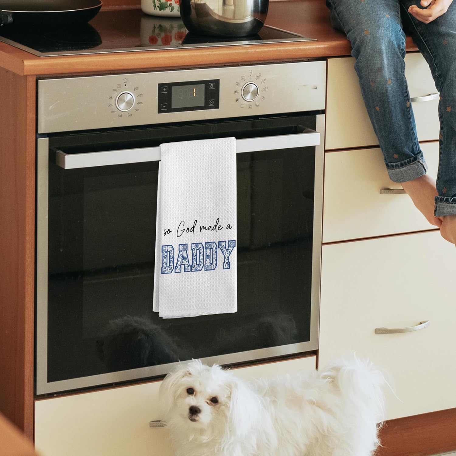 Chinoiserie Daddy Gifts Kitchen Towels, Fathers Day Birthday Gifts for Dad, Daddy Gifts from Daughter Son, Chinoiserie Dad Gift Hand Dish Tea Towel for Kitchen Bathroom Decor, 16x24 Inches - Image 6