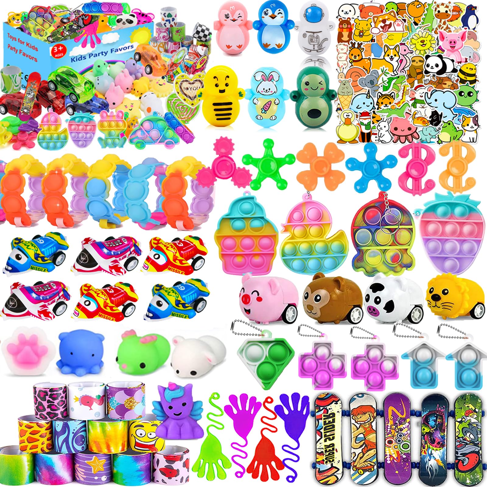 117 PCS Party Favors for Kids 4-8-12, Pop Fidget Toys, Goodie Bag Stuffers, Treasure Box Toys for Classroom Prizes, Pinata Stuffers, Goodie Bags Filler, Prize Box toys for Kids Classroom