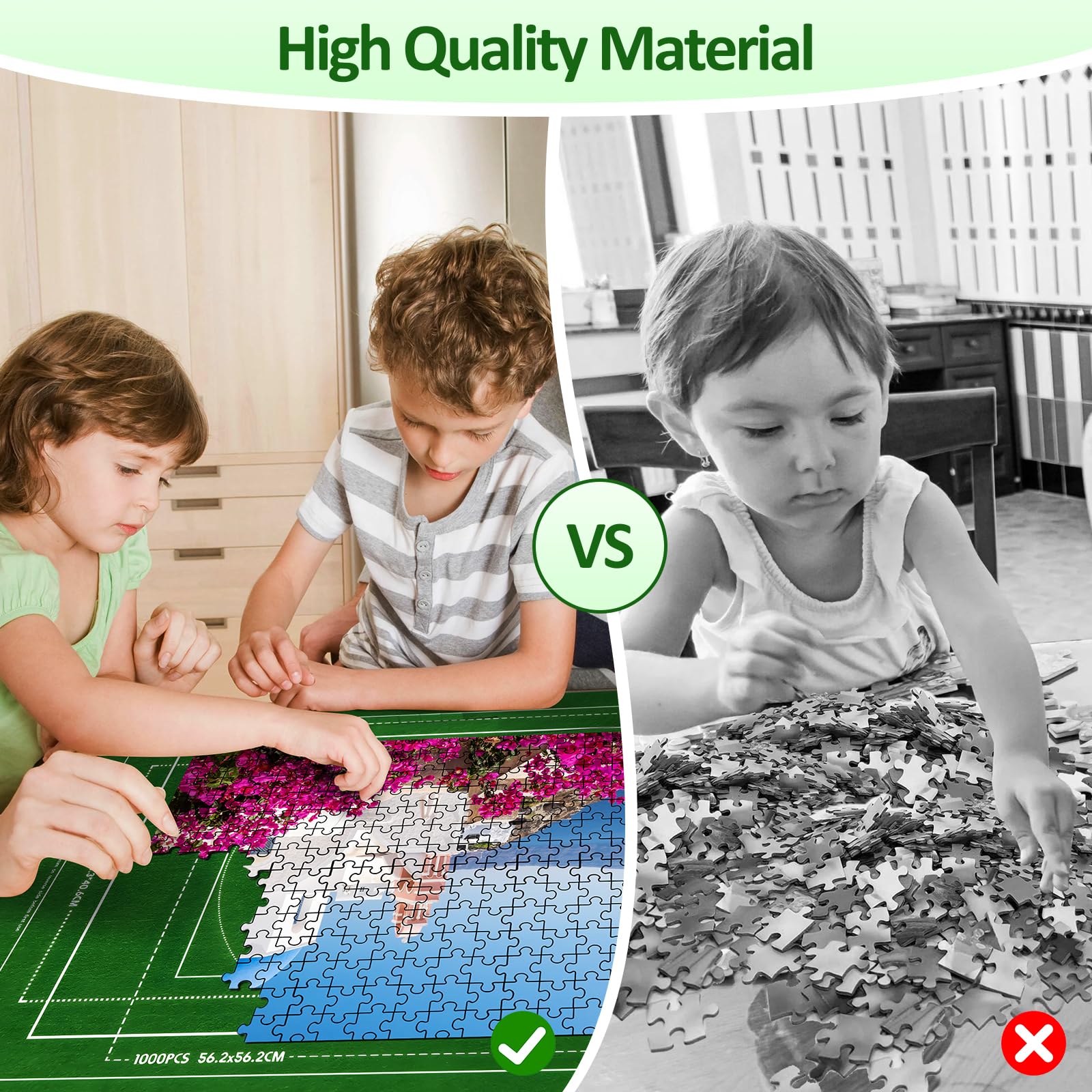 VFANDV Tapete Puzzle, Fieltro Tapete Puzzle para 500 1000 1500 Piezas Puzzle Mat Roll Jigsaw Puzzle Pad, Estera de Rompecabezas Portátil con 4 Puzzles Clasificadores, 66 x 116 cm
