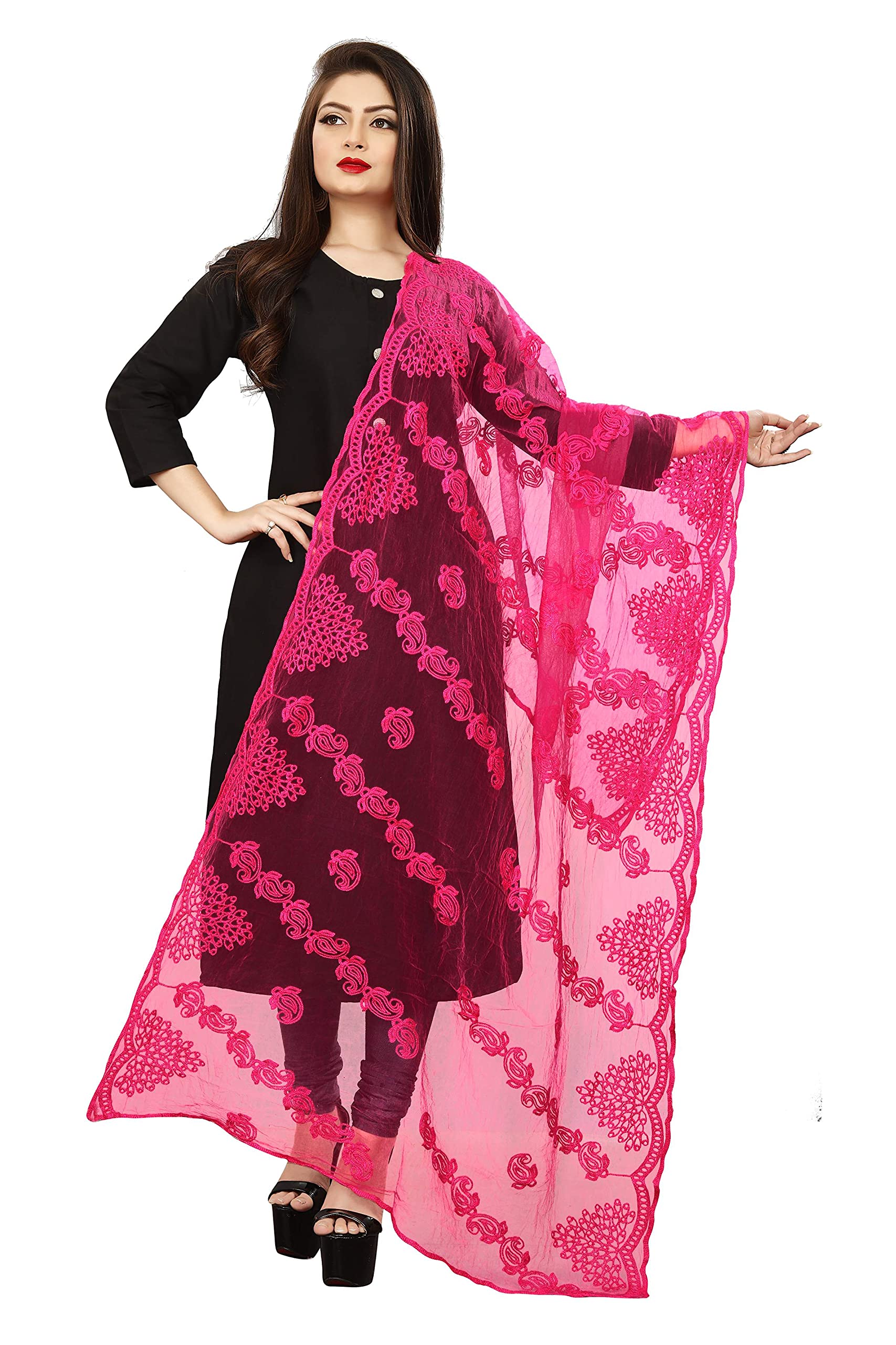 AKSHAR LLCWomen's Soft Net Embroidered Scarf Shawls and Wraps For Bathing Suit & Bikini Swimsuit Cover up Beach Dress