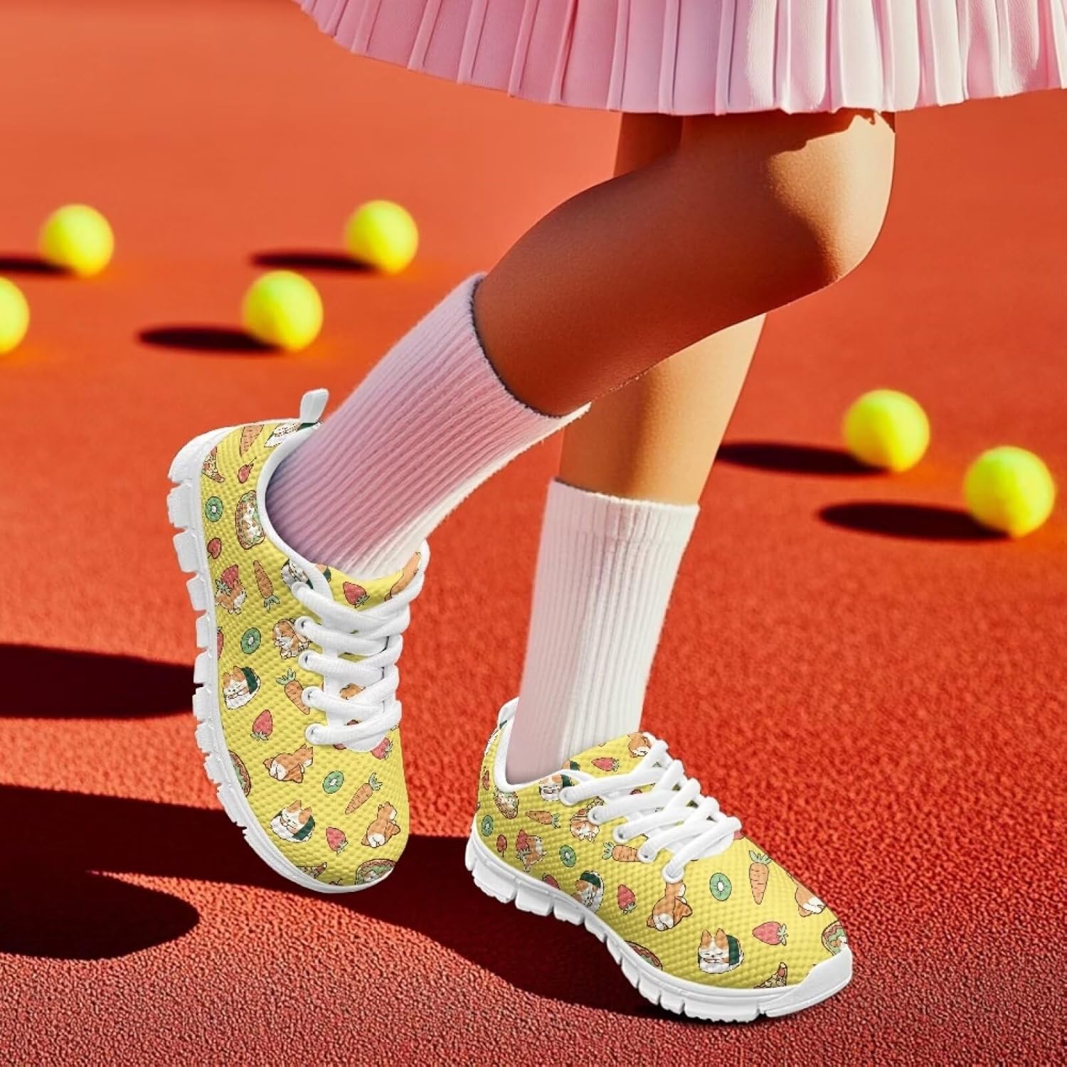Children's Animal Sneaker Lightweight Non-Slip Lace-Up Running Shoes for Big Kids Breathable Soft Outdoor Tennis Sneaker for Litter Kids US 11-5