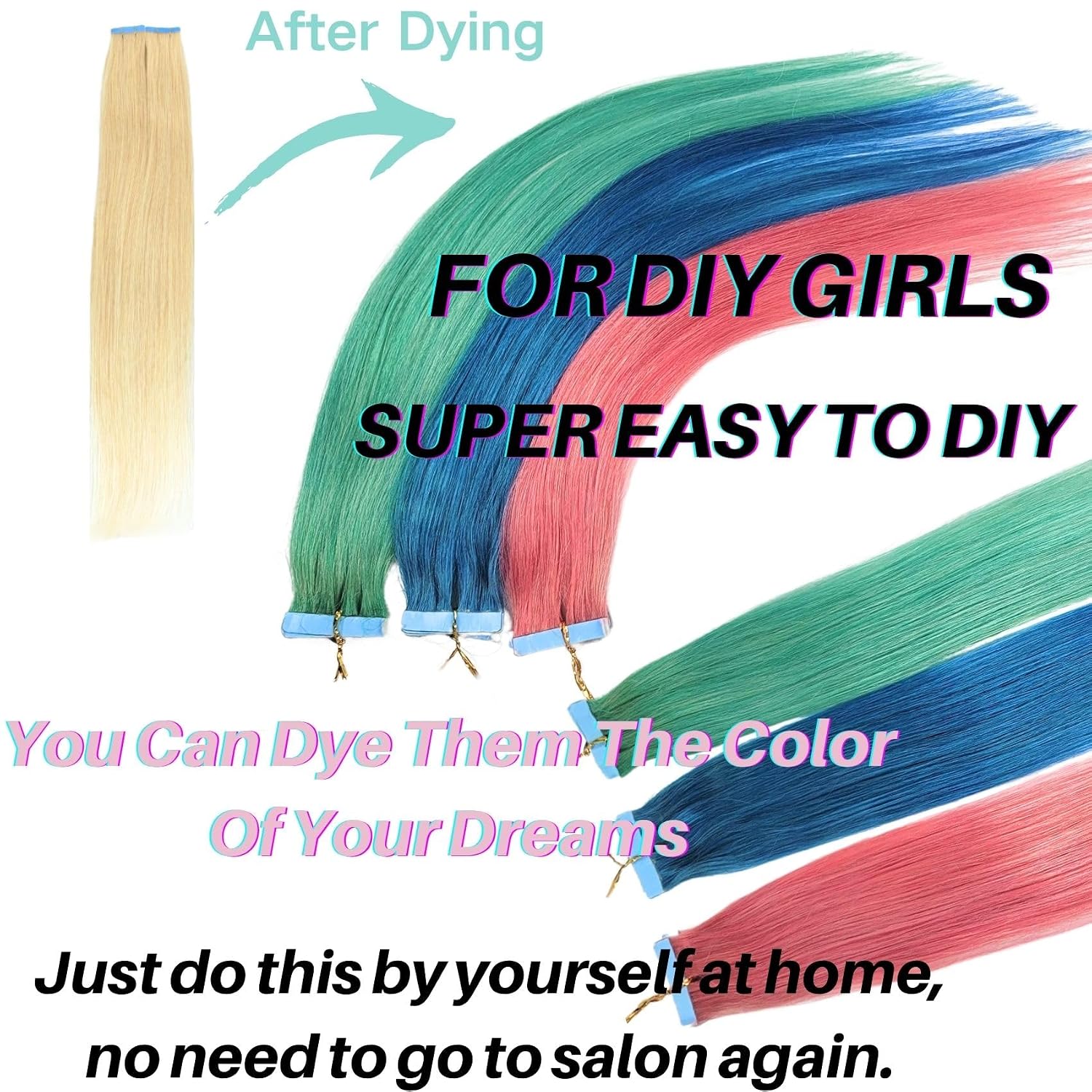 Platinum Blonde Tape in Hair Extensions Real Human Hair Invisible Human Hair Extensions Tape in