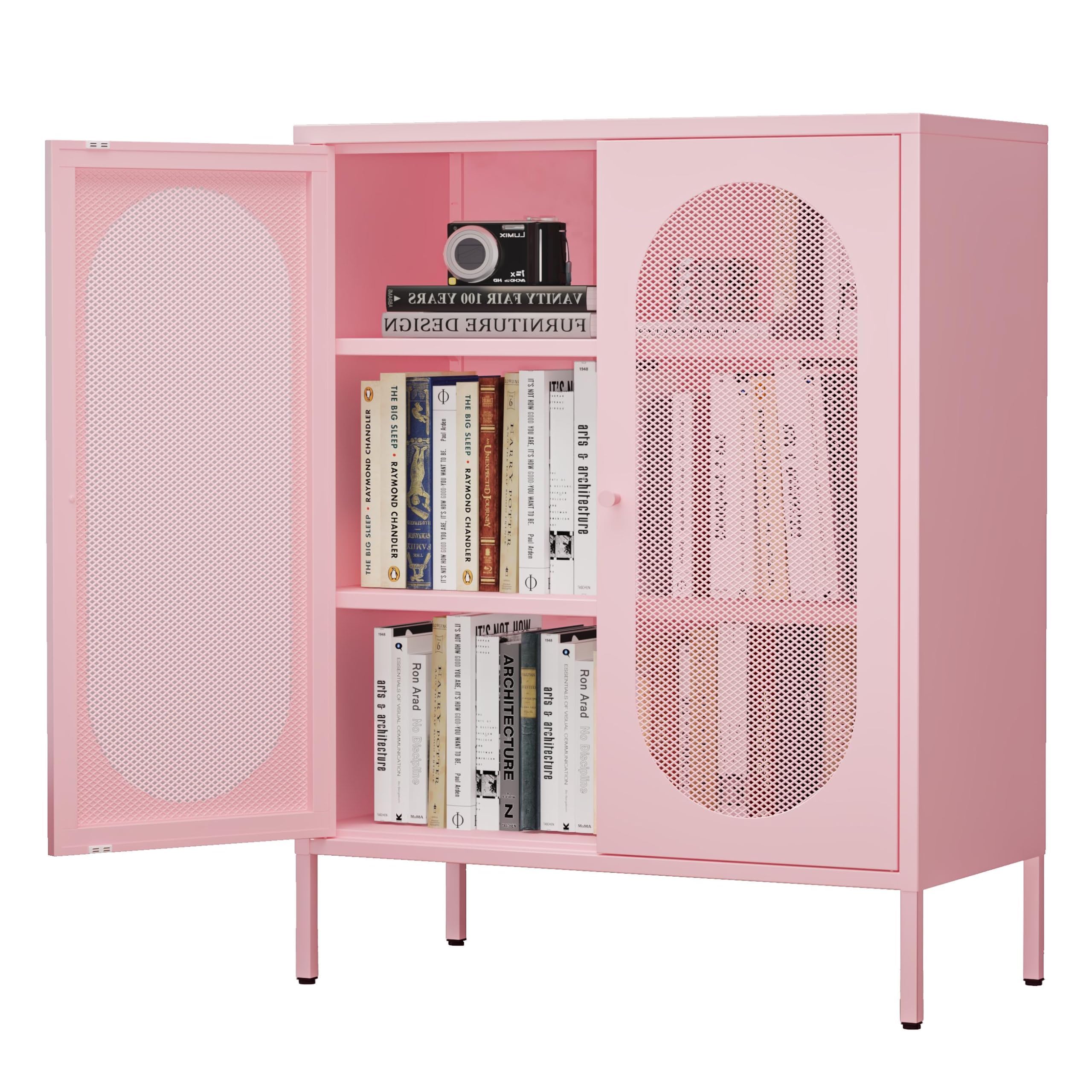 Fumedo 2 Mesh Door Accent Cabinet, Storage Cabinet with Doors and Shelves,Locker Sideboard Buffet Cabinet,Kitchen Pantry&Cupboard&Coffee Bar Cabinet