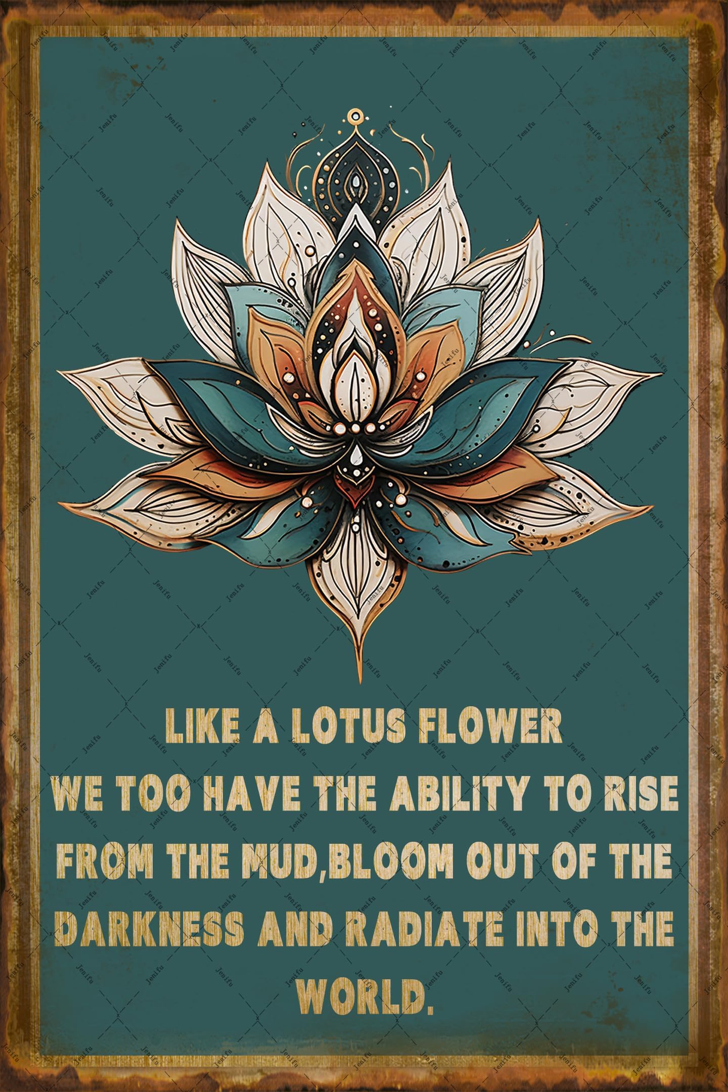 Metal Lotus Flower Inspirational Sign, 8*12 Inch, Tin Sign for Kitchen Cafe Bar Home Decoration