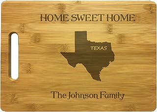Personalized Texas Cutting Board Home Sweet Home Custom Text Engraved Bamboo Housewarming Gifts
