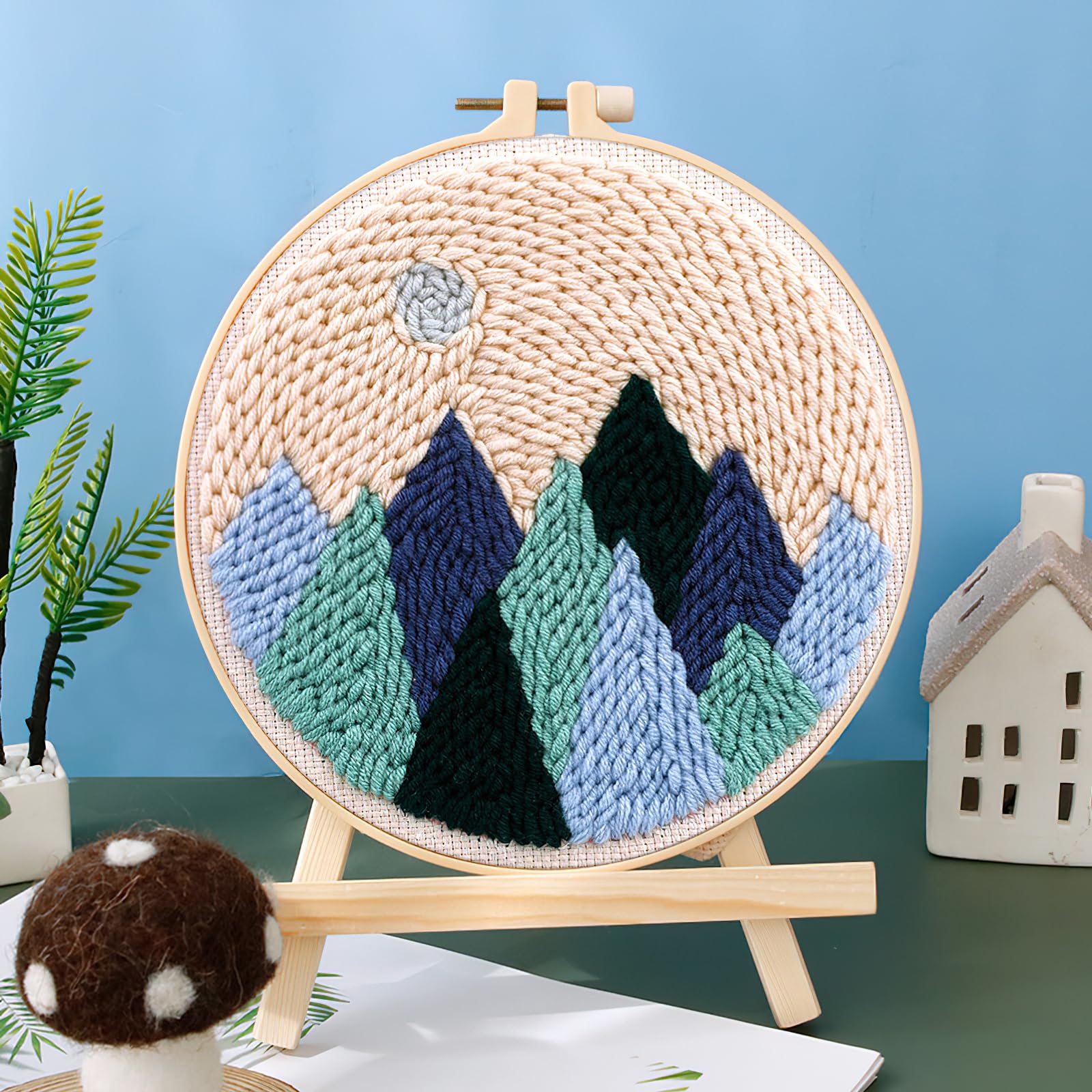 JSRQT Kit De 4 Sous-verres Punch Needle Noël - Broderie Aiguille Perforée DIY Pour Débutants Adultes