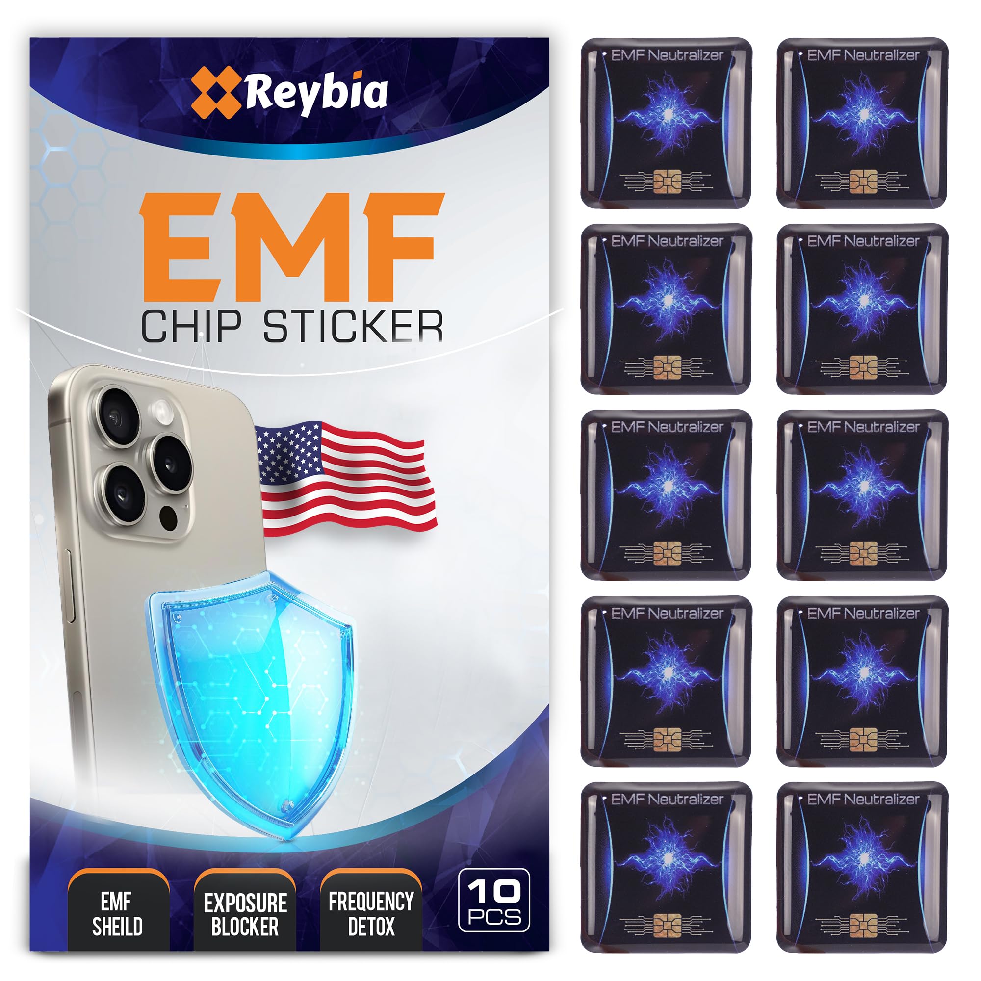 EMF Stickers Blocker Neutralize Shield Protection from Cell Phones cased and Electronic Devices WiFi 5G Tablets Laptops Computers TV Monitors (10Pcs Golden)