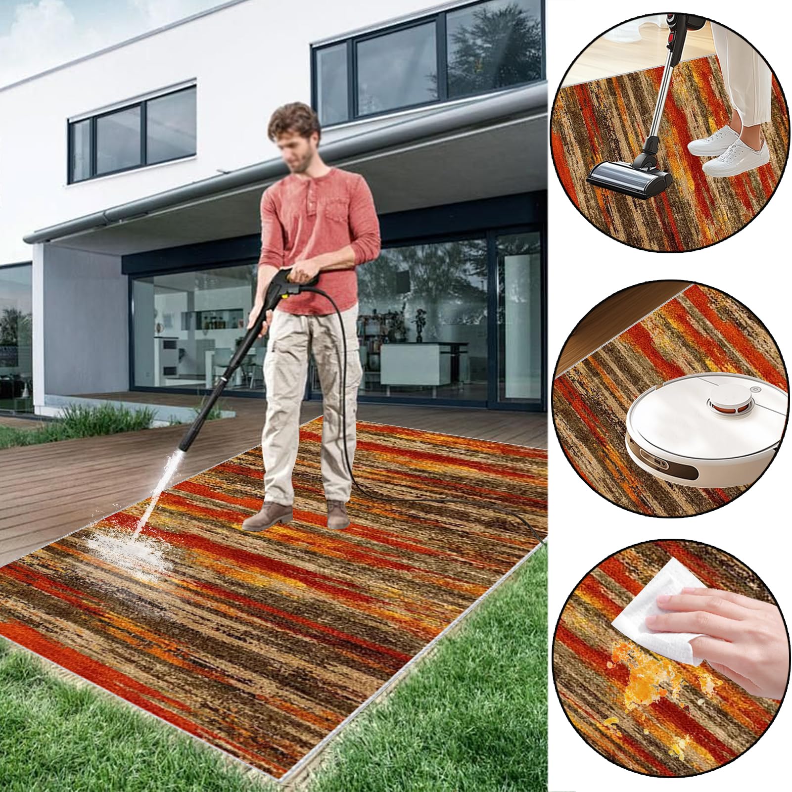 Küchenteppich rutschfest Waschbar Teppich Läufer Flur Küchen Teppiche Läufer Fußmatte Lang Flurläufer Teppichläufer Flur Läufer für Eingang Küche Schlafzimmer Wohnzimmer Runner Rug 60 x 200 cm
