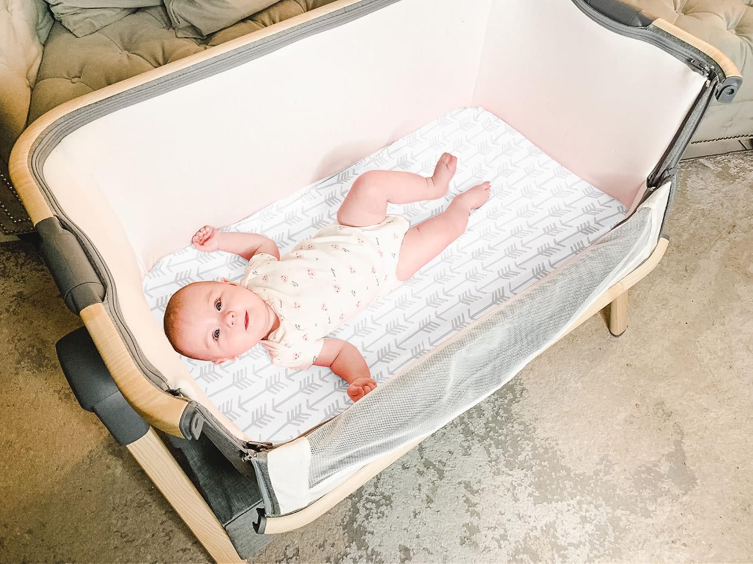 Premium Bassinet Fitted Sheet for Halo, Mika Micky, Maxi COSI & Others - 4 Pack 100% Jersey Knit - Bedding for Standard Size Oval or Halo Pads for Boys & Girls