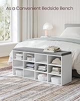 Vista 4 de VASAGLE CUSTOS Collection - Banco de zapatos, banco de almacenamiento con asiento acolchado, banco de entrada con 12 compartimentos