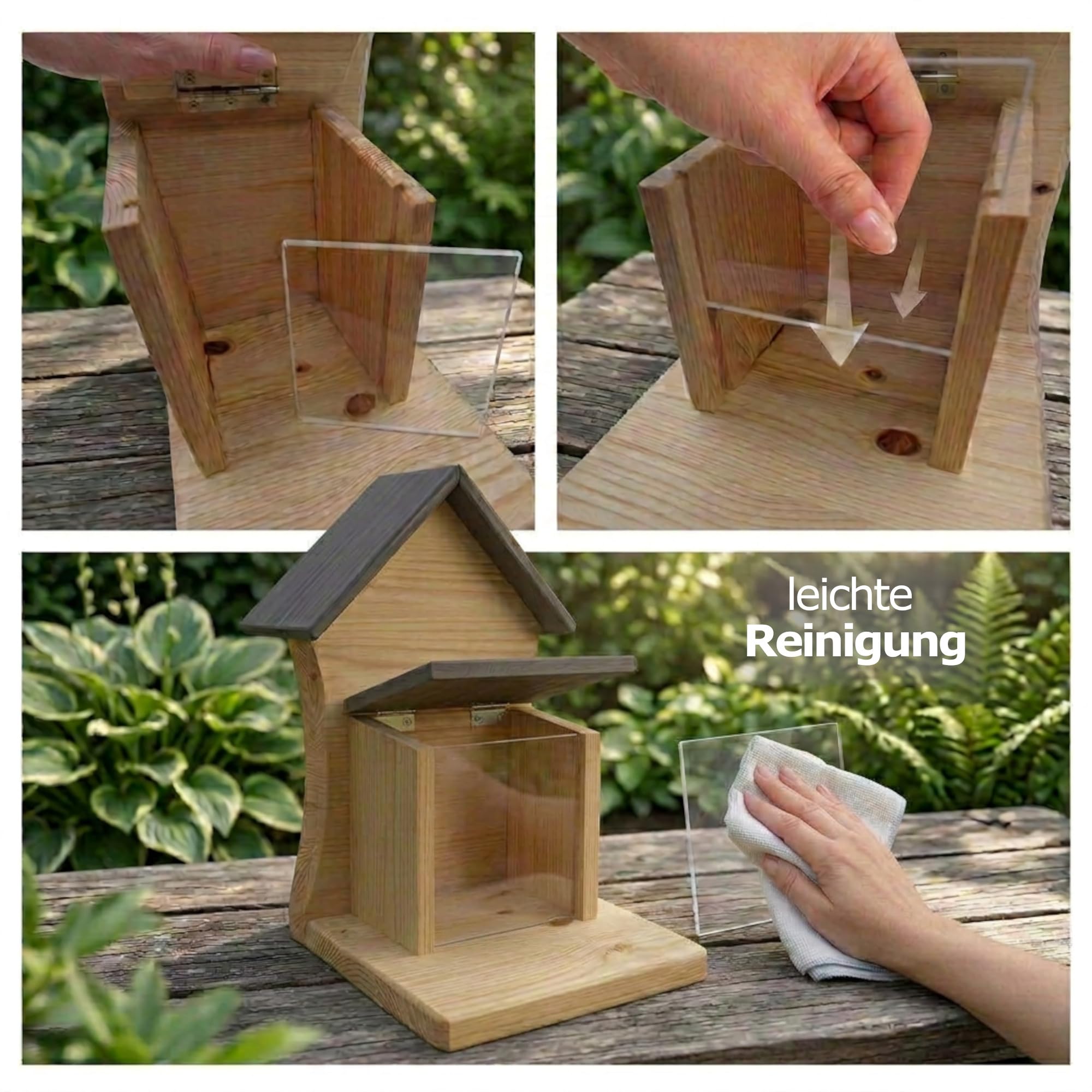 DAdie Eichhörnchen Futterhaus - Wetterfeste und Robuste Eichhörnchen Futterstation - zum Hängen oder Stellen - Robust Dank 2cm dickem Holz - vormontierte Aufhängung