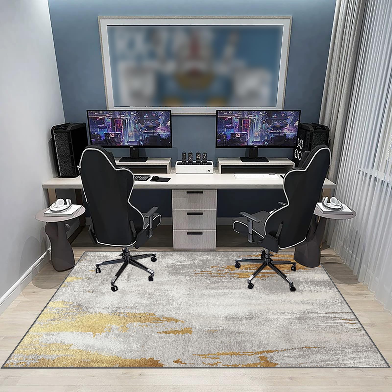 Tapis de Sol Bureau Protège Sol sous Chaise Tapis de Chaise de Bureau Tapis Gaming Sol pour Sols durs Tapis de Sol Gamer for Chambre Salon Protège Parquet Chaise roulettes 150 x 200 cm