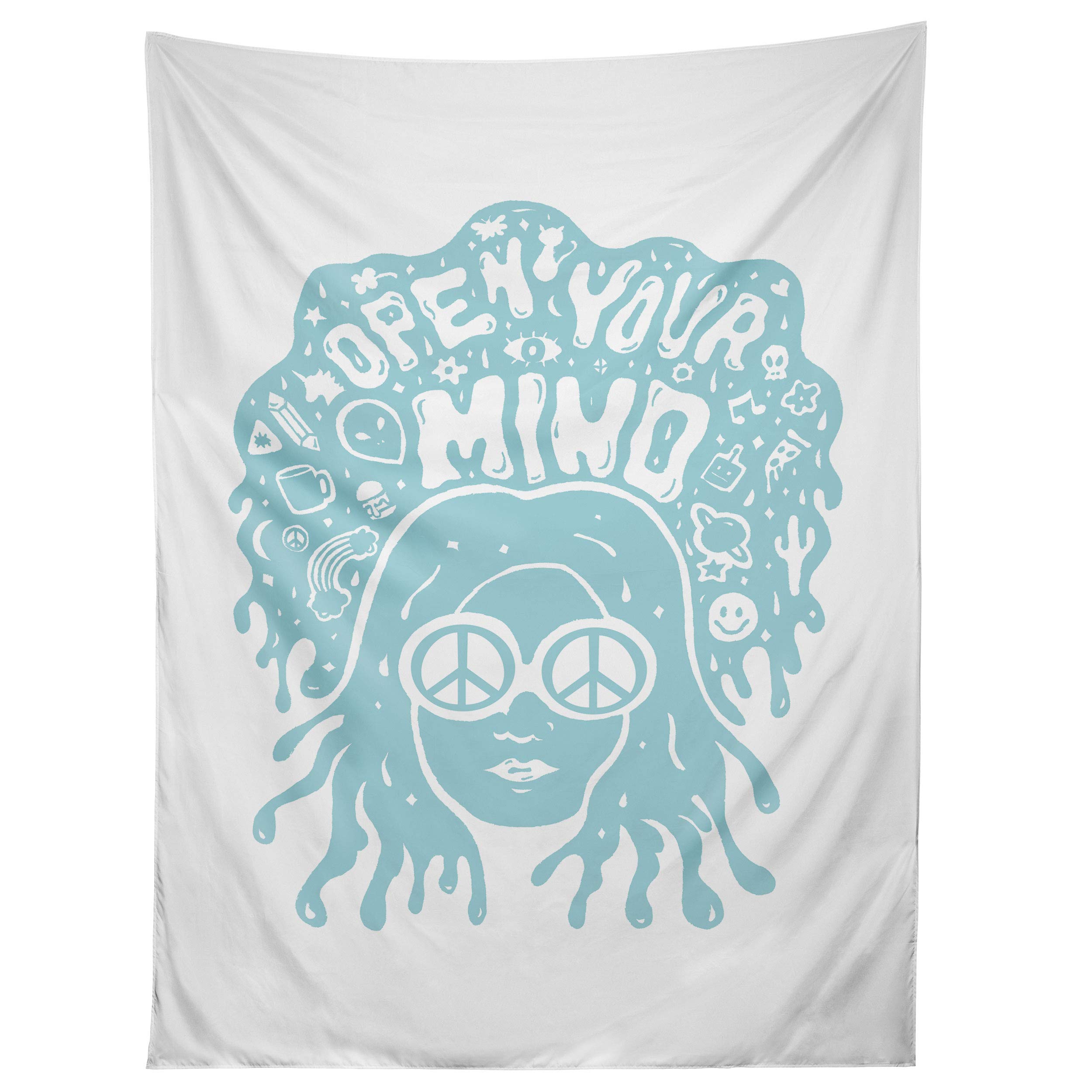 Society6 Doodle by Meg Open Your Mind in Mint Tapestry, 50" X 60", Multi