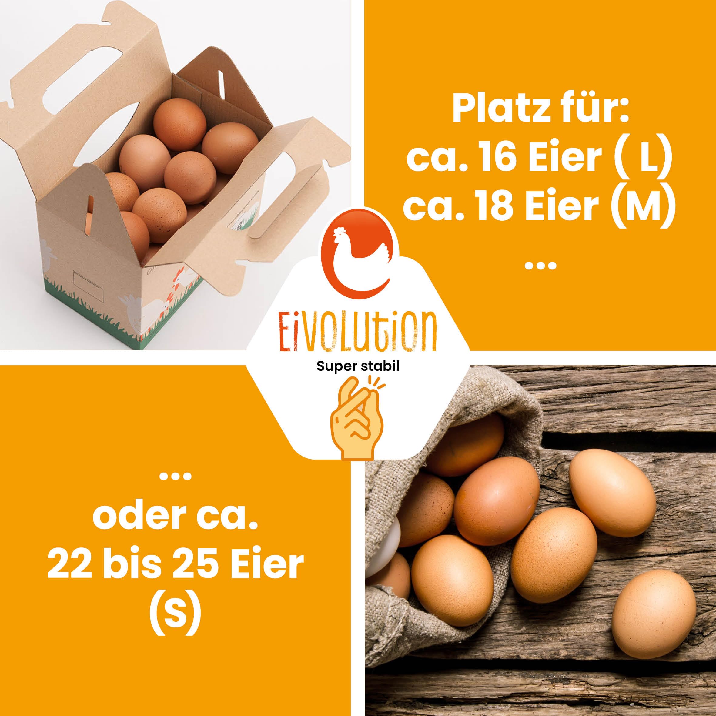 EierboxPro Eierkarton für 25 Eier – Stabile Aufbewahrung aus Wellpappe, umweltfreundlich und wiederverwendbar – Passt für S, M & L Eier – Perfekt für Küche, Bauernhof und Markt