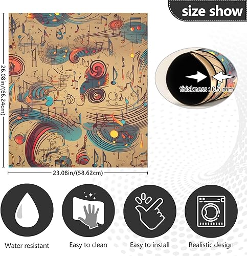 Miniatura 3 de ALAZA Cubierta magnética magnética para lavavajillas con notas musicales de estilo retro, para nevera, decoración de cocina para el hogar, 23 x 26