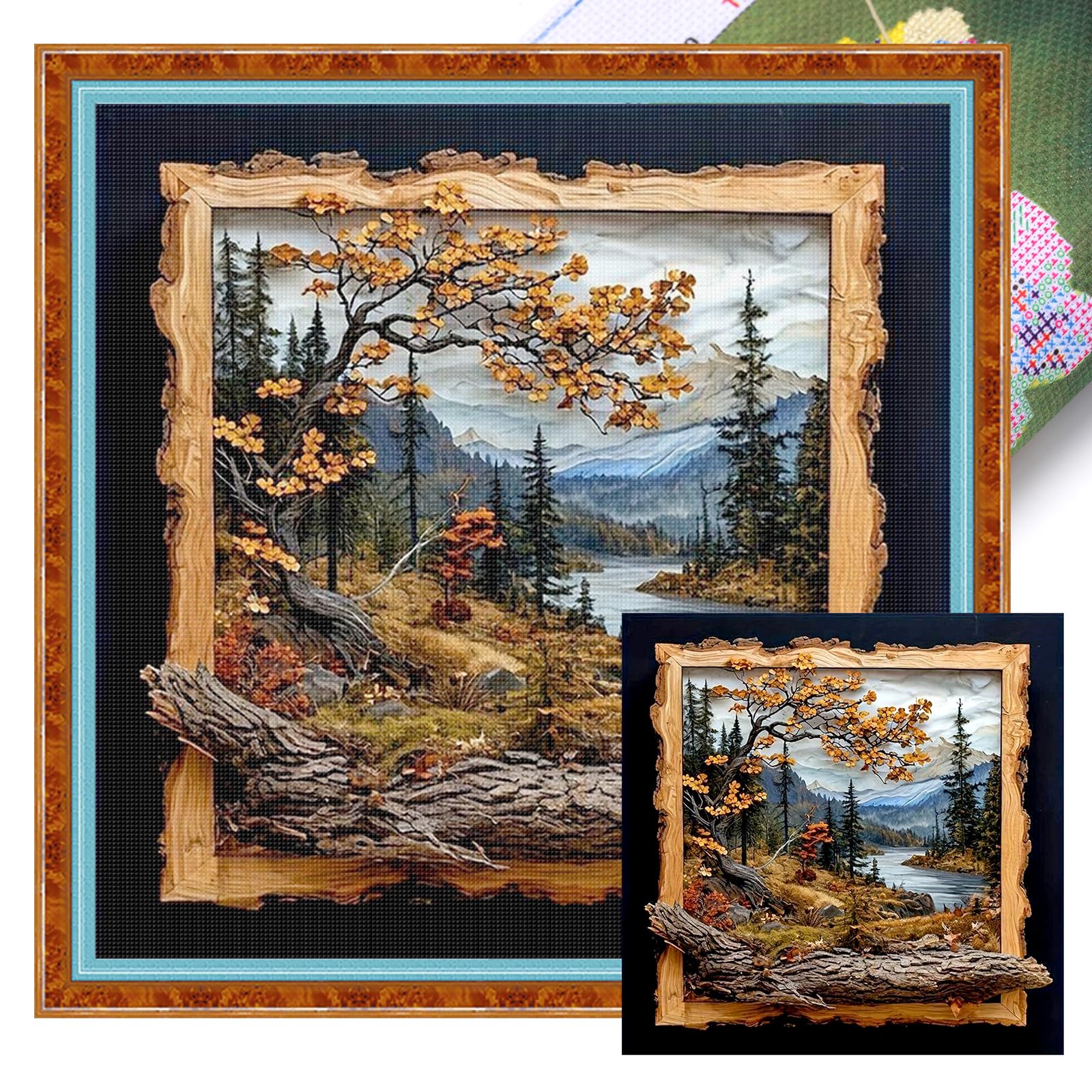 Autumn Carving Full 14CT DIY Cross Stitch Kit for Beginners Adults Home