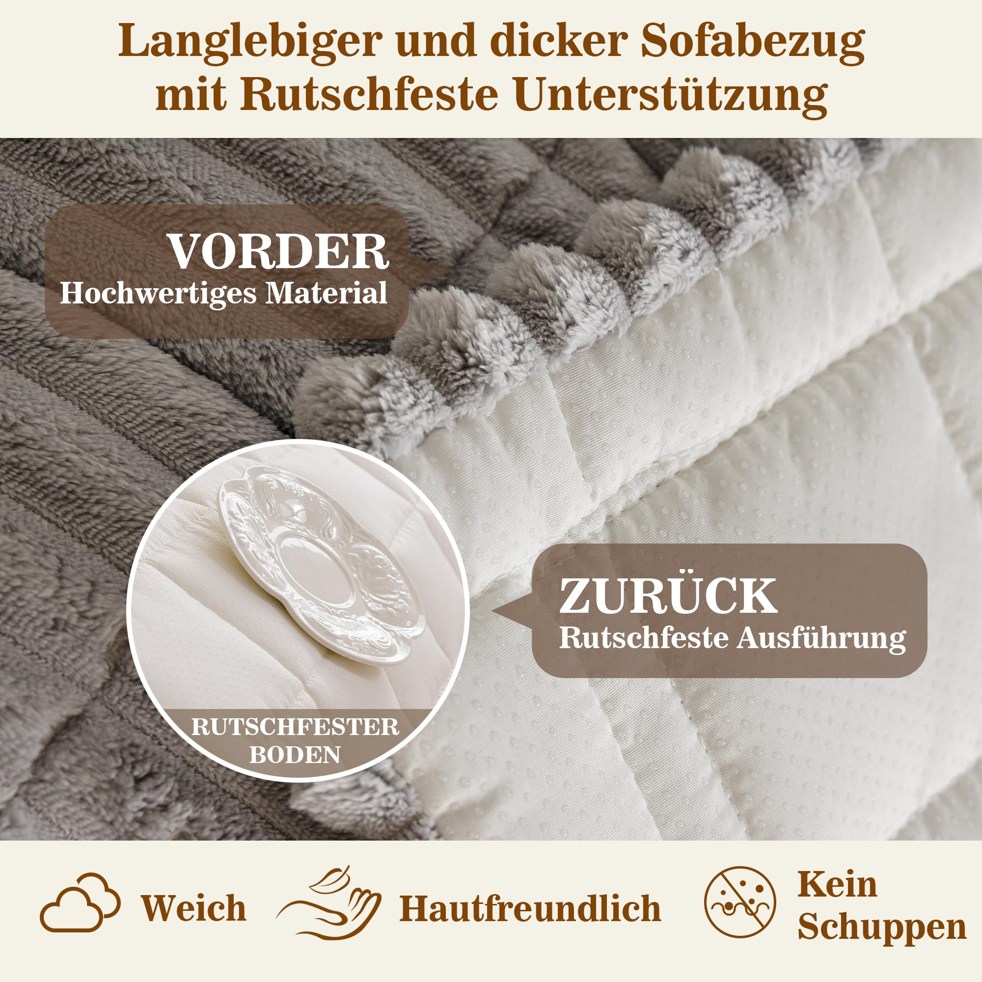 MYSKY HOME Sofa Überzug Waschbar für Haustiere - Sofabezug 3 Sitzer Sofadecke rutschfest, Weich Sofa Überwurf Couch Überzug Sofa Überwurfdecke, Sofa Topper für Flecken, 70 x 180cm，Hellgrau