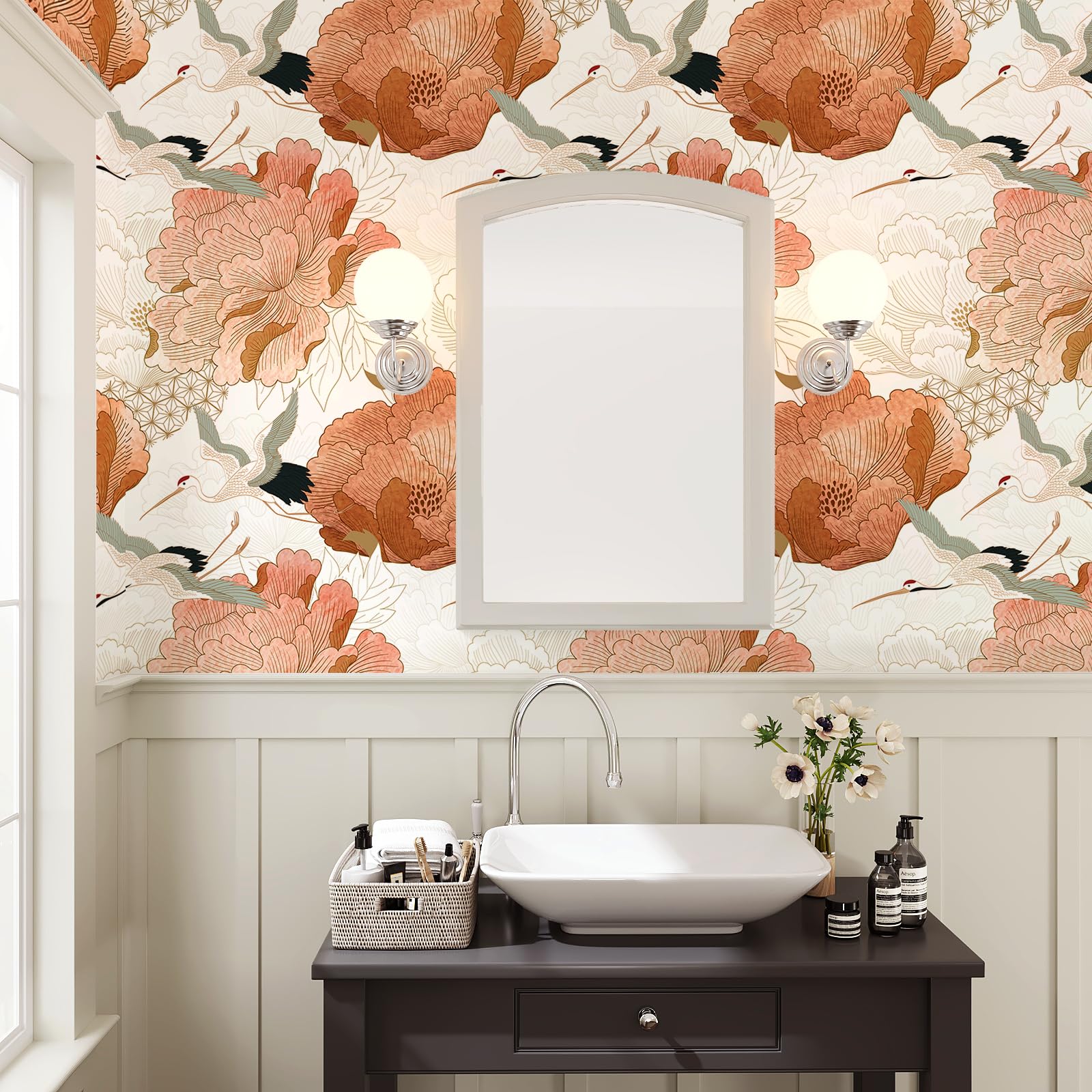 Flying Crane Black Wallpaper Peel And Stick Removable Self