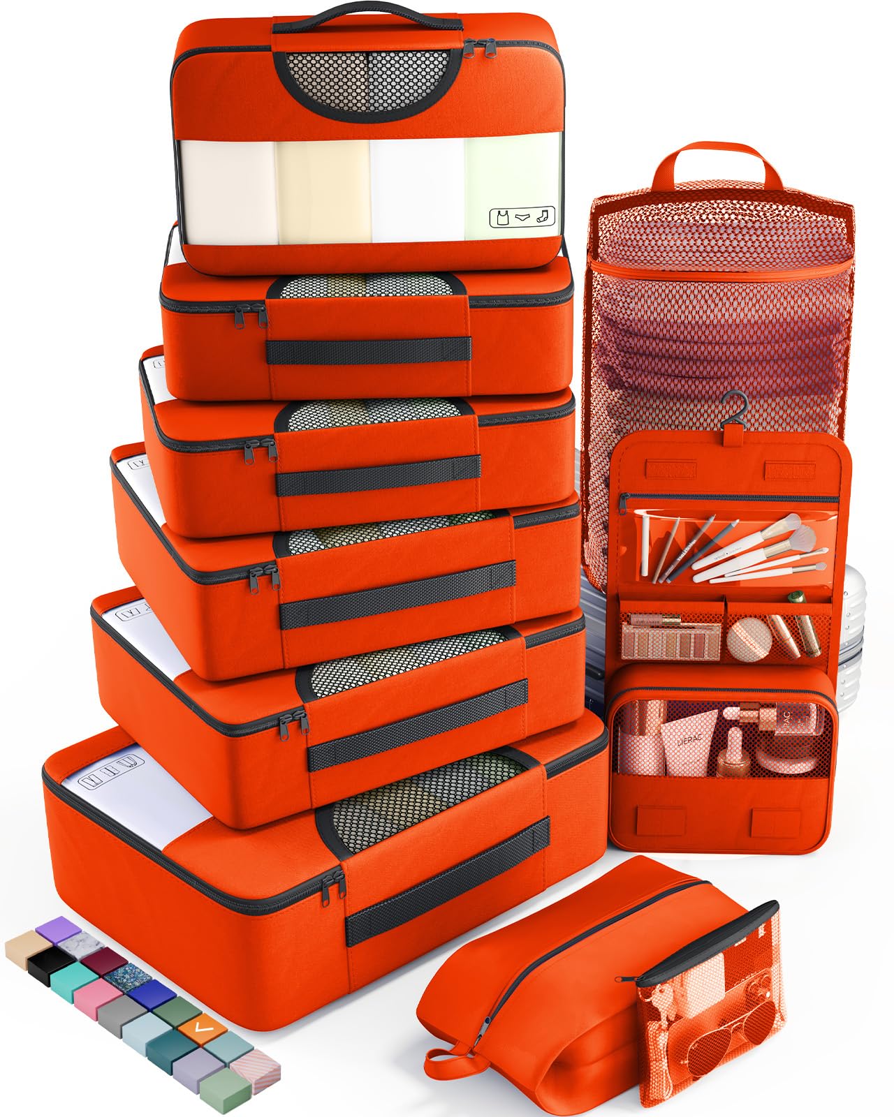 Veken 10 Set Packing Cubes for Travel Essential, Suitcase Organizer Bags in 4 Sizes, Carry-On Luggage Accessories with Large Laundry & Hanging