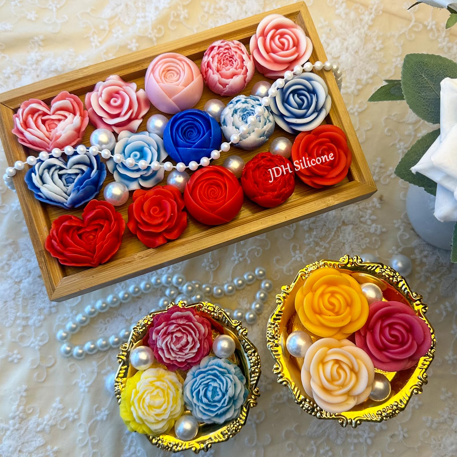 Zestaw silikonowych foremek do świec, 6 sztuk, płatki róży 3D, fondant, formy silikonowe do mydła, świec, ciasta, do czekolady, słodyczy, wypieków, deserów