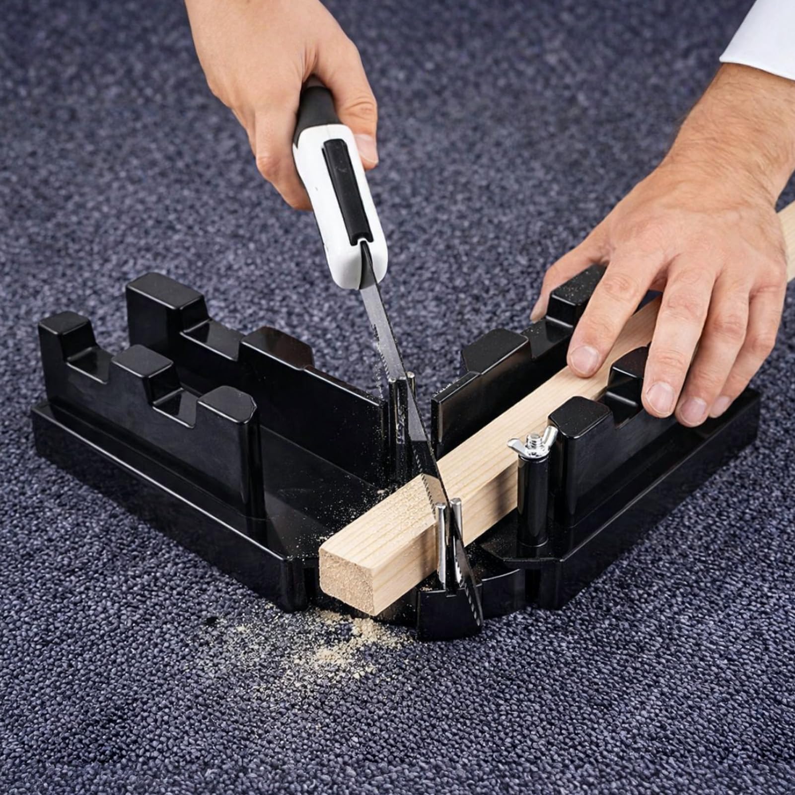 2-in-1 Mitre Measuring Cutting Tool, Sawing Mitre Angles Cutting Tool Bevel and Miter Box Frame for Carpentry Work