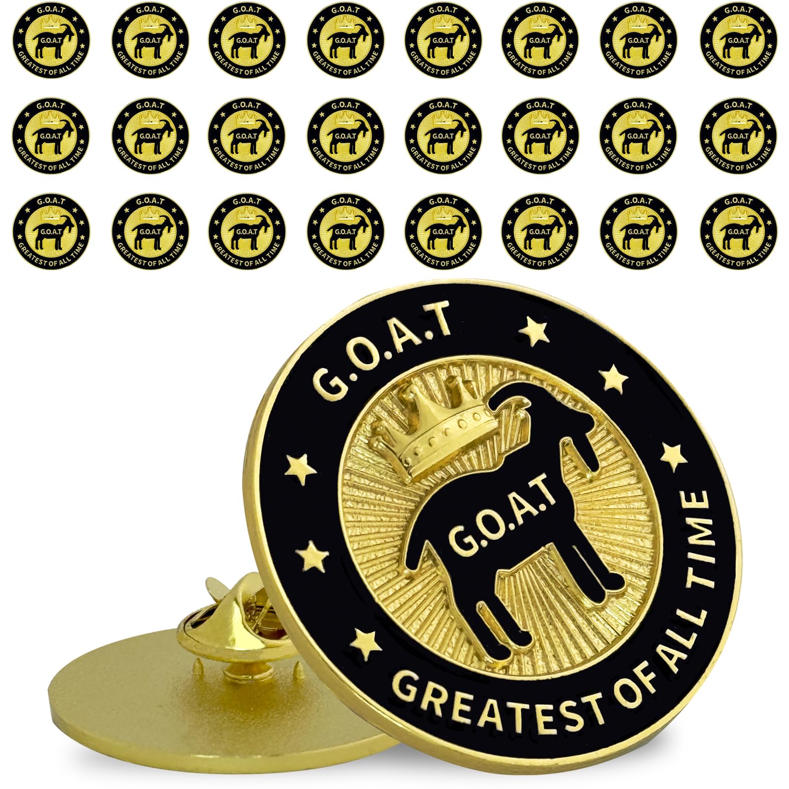 24 Pack Goat Trophy Lapel Pins, G.O.A.T Greatest of All Time MVP Award Enamel Badge Bulk for for Boss, Coworkers, Friends, Appreciation Gift