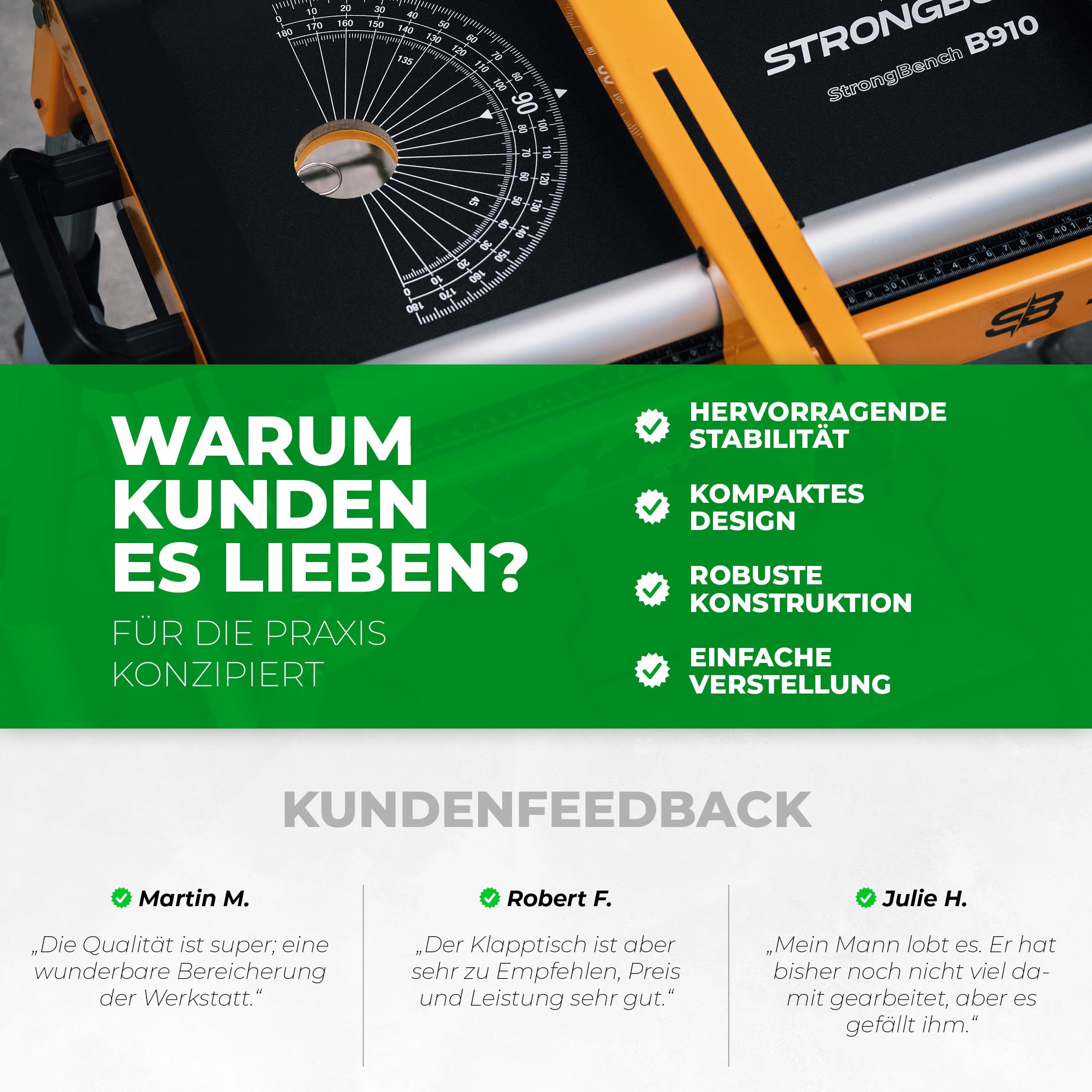 StrongBench B910 ❘ Multifunktionaler Werkstatttisch ❘ Höhenverstellbare Werkbank Werkstatt mit Höhenverstellbarer Arbeitsplattform ❘ Werkbank Klappbar ❘ Funktionalität als Handwerker-Liege
