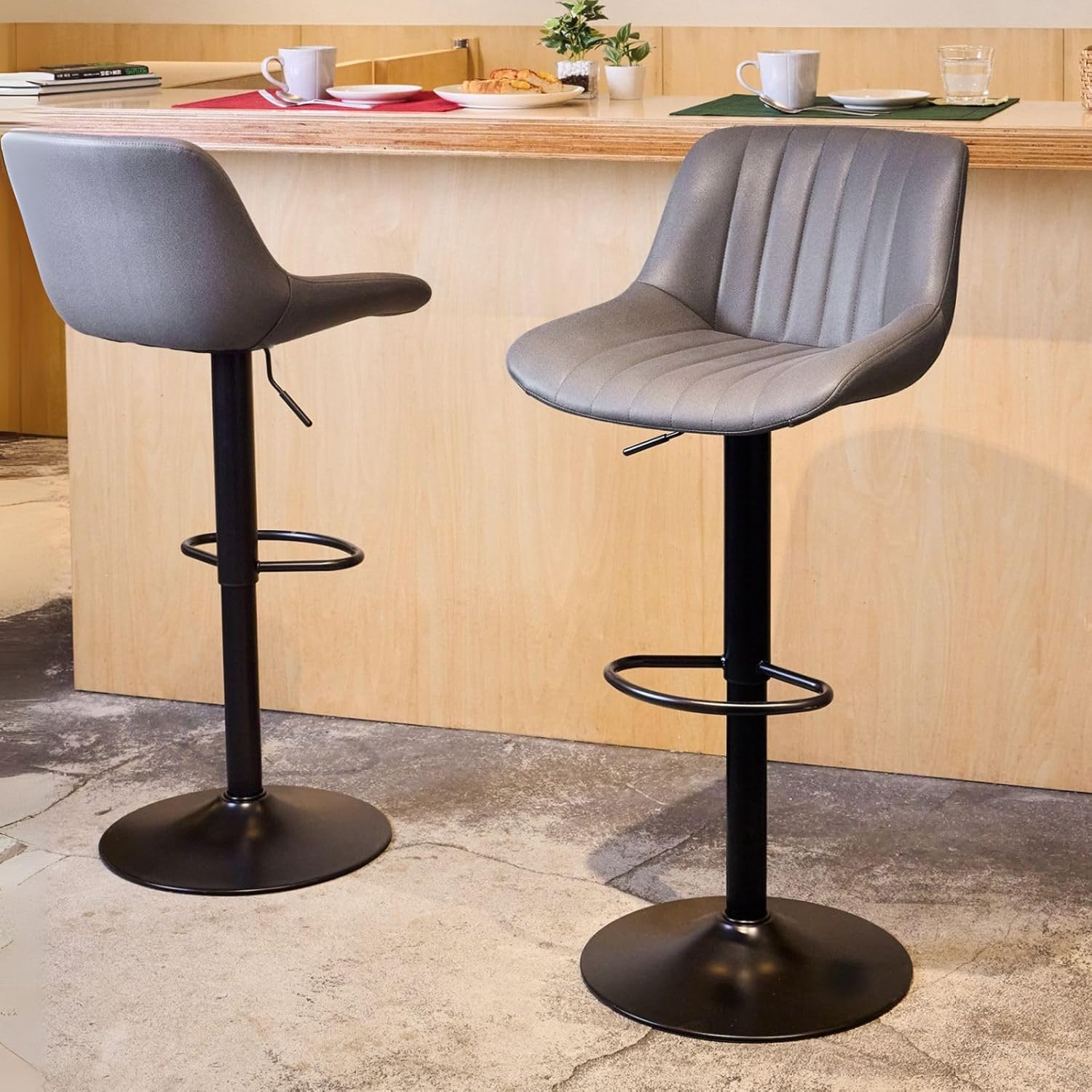 Kidol & Shellder カウンターチェア 2脚セット 昇降式 ホワイト Amazon