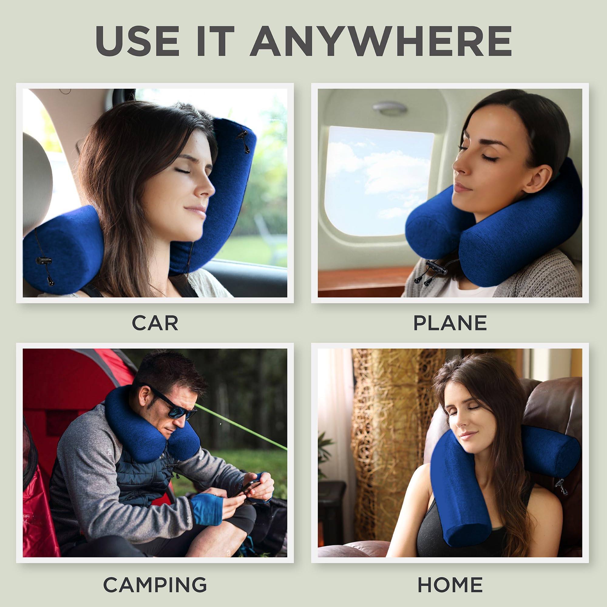 Dot&Dot Cuscino da viaggio in memory foam Twist per aeroplani, cuscino da viaggio per dormire, cuscino da aereo per supporto cervicale, regolabile, pieghevole