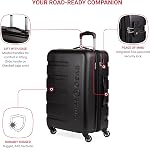 Valise rigide extensible SwissGear Signature avec roues pivotantes et verrou TSA, porte-gobelet intégré breveté, noir/noir, cabine 19 po