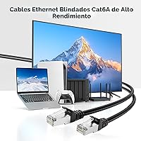 Vista 2 de Cable Matters Cable Ethernet blindado sin enganches Cat 6A de 10Gbps - 50 pies, Cable Cat 6A, Cordón Cat6A, Cable Ethernet, Negro