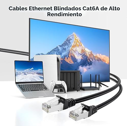 Miniatura 2 de Cable Matters Cable Ethernet blindado sin enganches Cat 6A de 10Gbps - 50 pies, Cable Cat 6A, Cordón Cat6A, Cable Ethernet, Negro