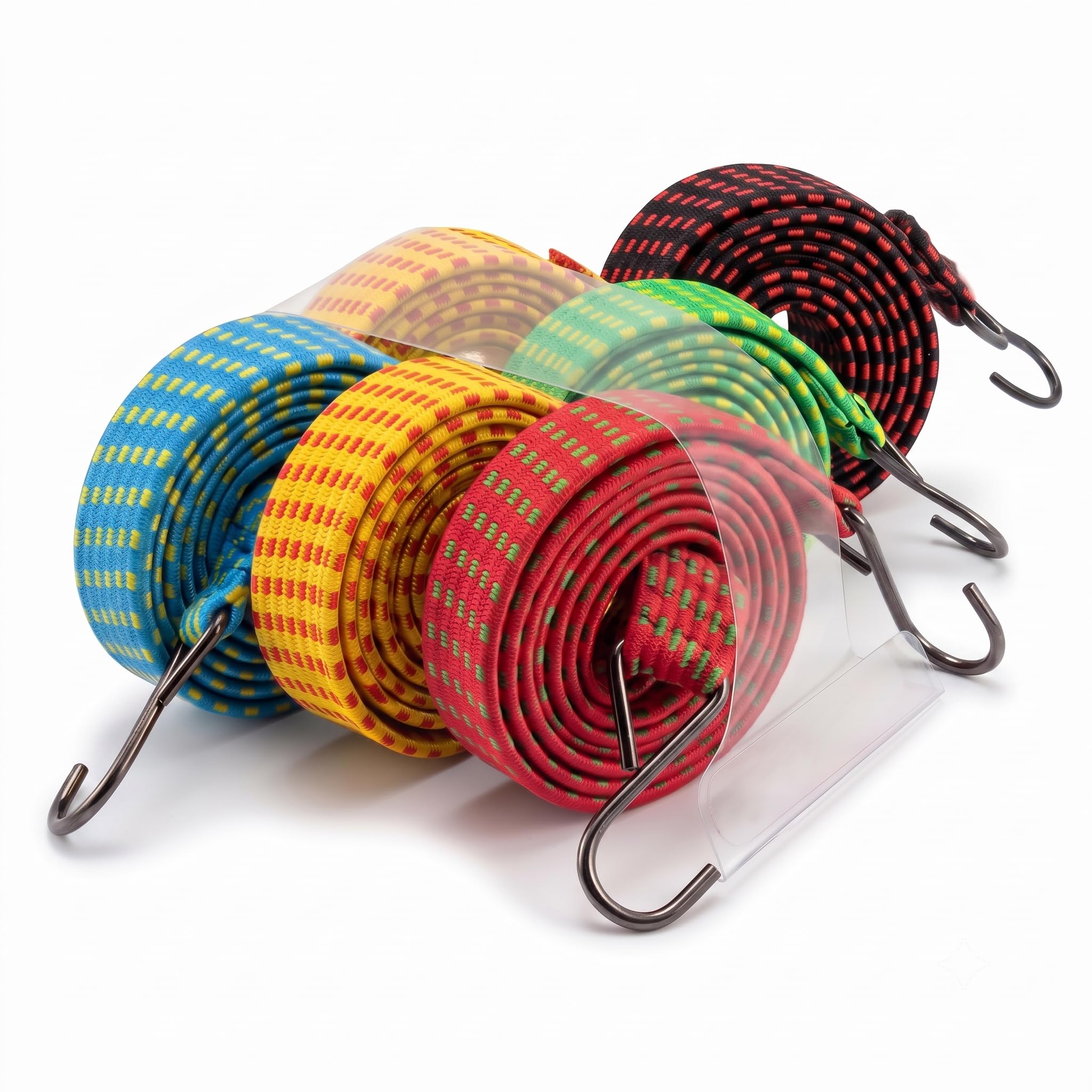 High Strength Flat Elastic Bungee/Shock Cord Luggage Tying Ropes with Hooks for Motorcycle Bike, Cargo Travel Packaging 4 Feet (Pack of 6)-image-12