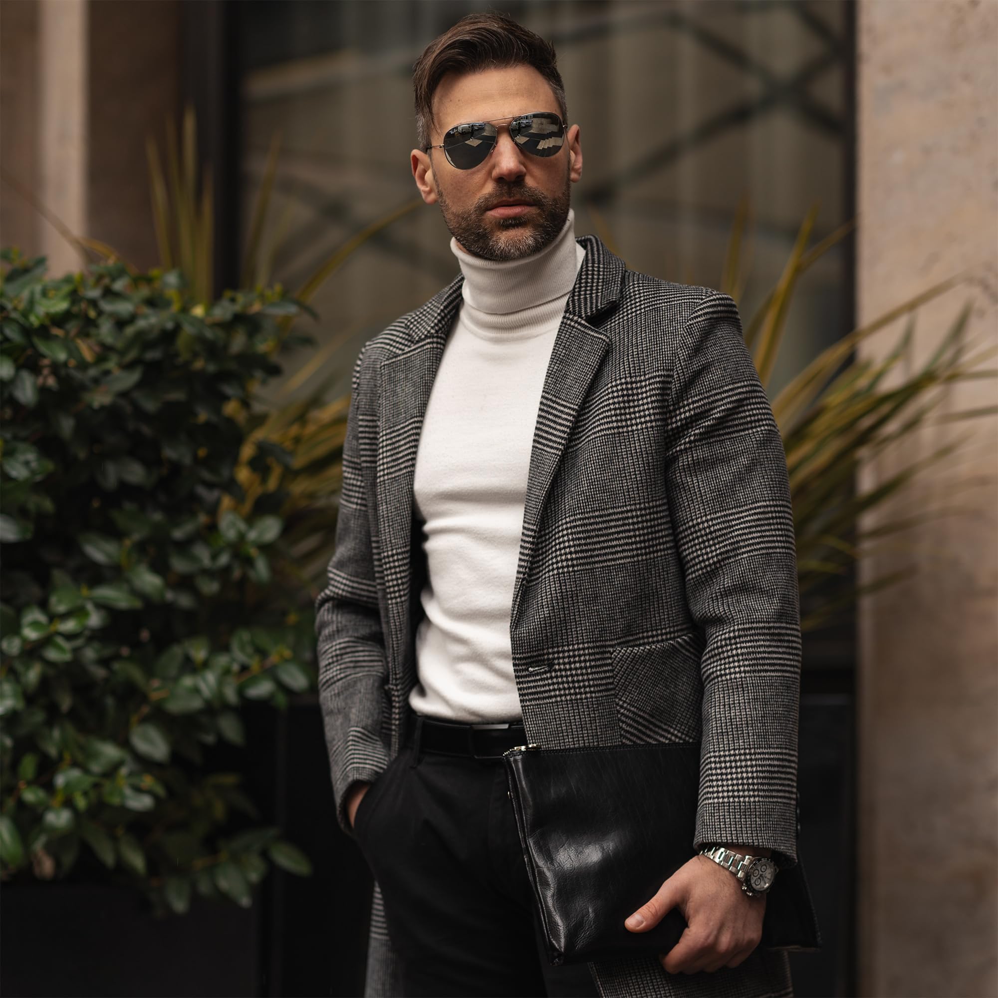 Time Resistance Pochette Uomo Fatta a Mano in Italia da Esperti Artigiani - Pratica da Polso con Cinturino Rimovibile - Borsello a Mano