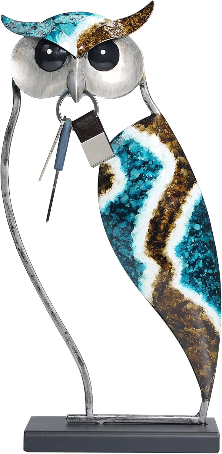 TIMSURE Key Hooks owl Statue Metal Sculpture Carved Iron owl Home Furnishing Artwork