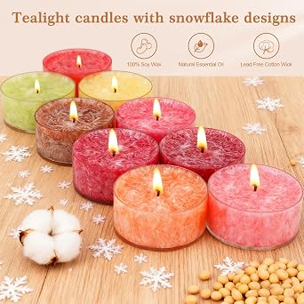 16Pack Scented Tealight Candles Gift Set, Mini Soy Wax Aromatherapy Candles, Portable Travel Tea Lights Candles for Relaxing Home Decor Events Gifts for Women Birthday Christmas Mother's Day