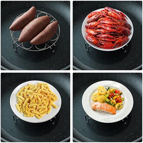 Miniatura 6 de GSlife Estante de vapor para huevos, salvamanteles de acero inoxidable para olla a presión de 8 cuartos de galón, cocina 18 huevos, soportes