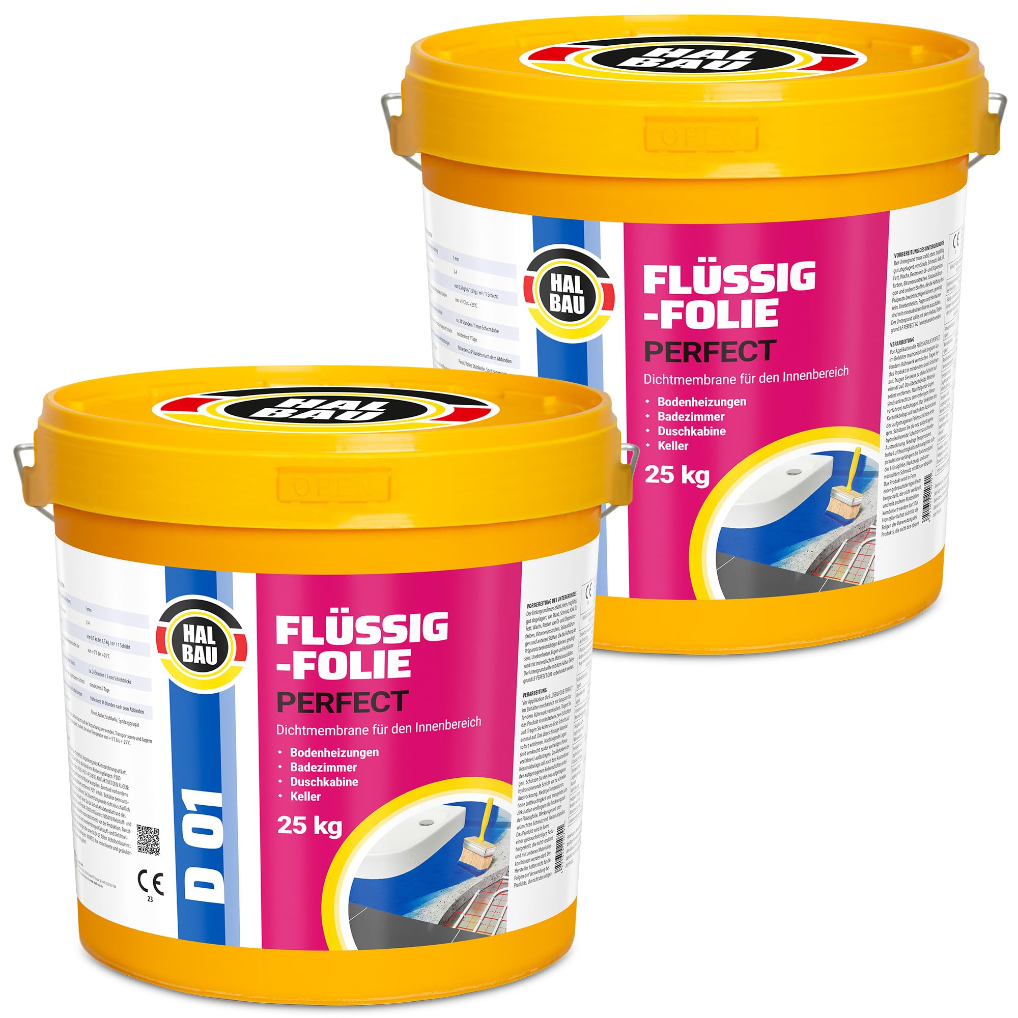 Lámina líquida profesional 50 kg, goma líquida para interiores, barrera de agua bajo azulejos, baño, ducha, impermeabilización, semiconstrucción D01