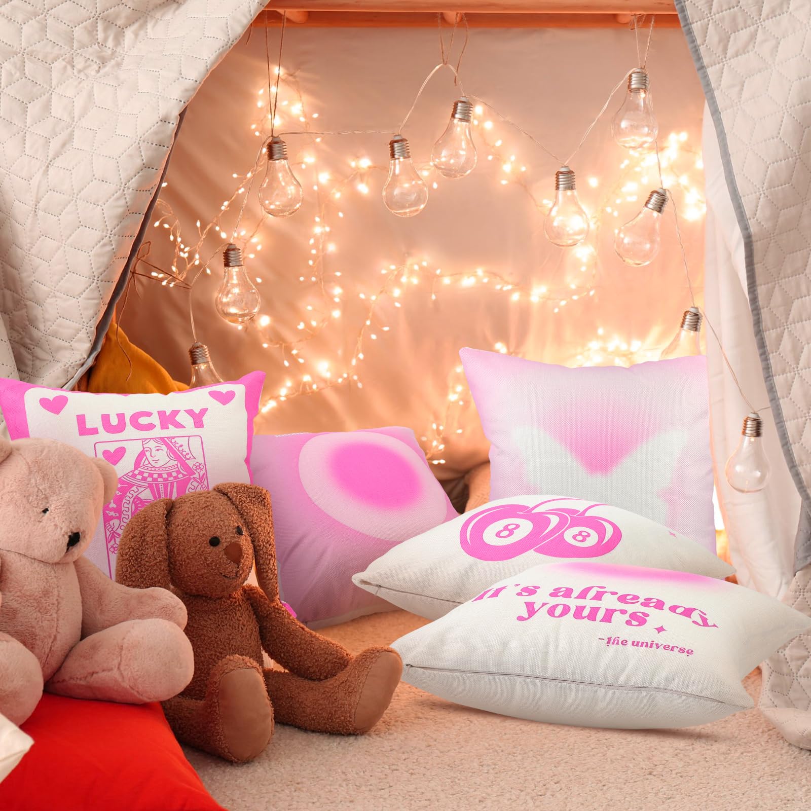 Amazon.co.jp: Peryiter 装飾用Y2Kピンククッションカバー 6枚 レトロ