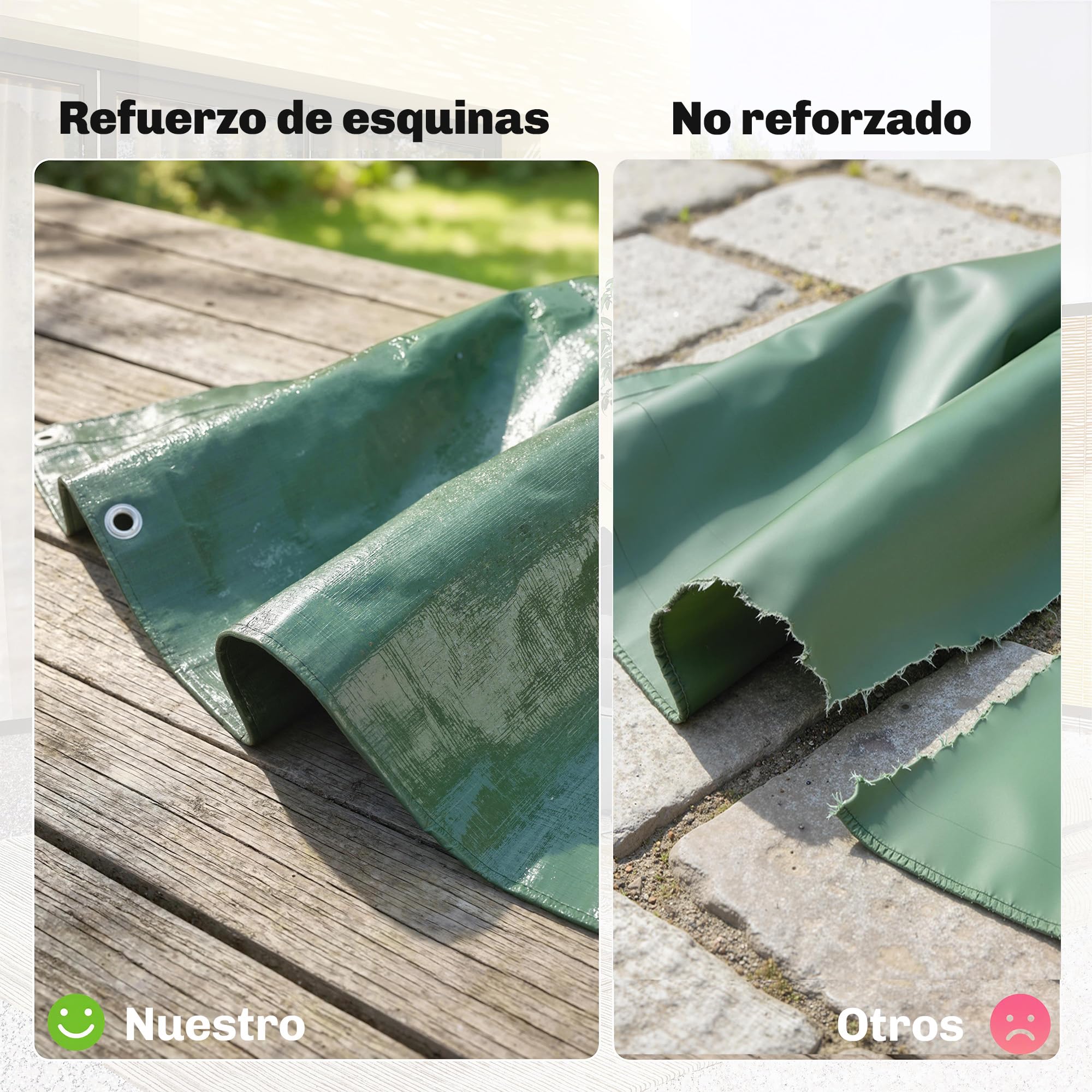 Outsunny Lona Impermeable Exterior 4x6 m, Toldo PE Resistente a Rasgaduras 90 g/m², Protección UV, con Ojales Reforzados para Leña, Muebles de Jardín, Invernaderos, Vehículos, Verde