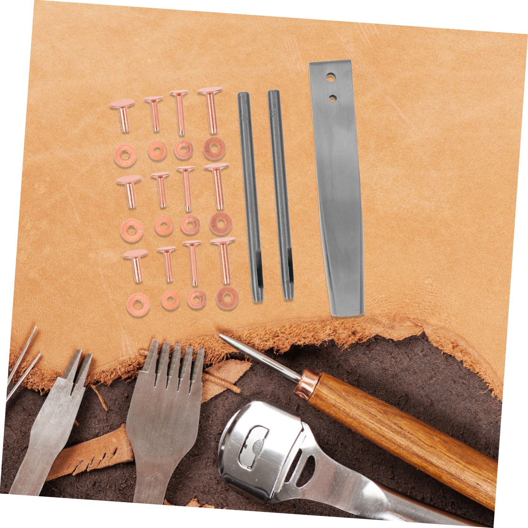 YOSADIER Kit de Rivets en Cuivre et Acier Inoxydable, 1 Set Outil de Pose, pour Chaussures et Ceintures, Artisanat du Cuir et Décoration