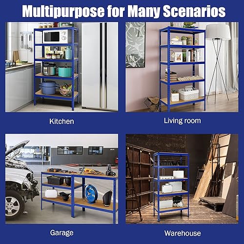 Miniatura 8 de Tangkula Estantes de almacenamiento de 72 pulgadas, estante de garaje de 5 niveles con marco de acero resistente, estantería de almacenamiento