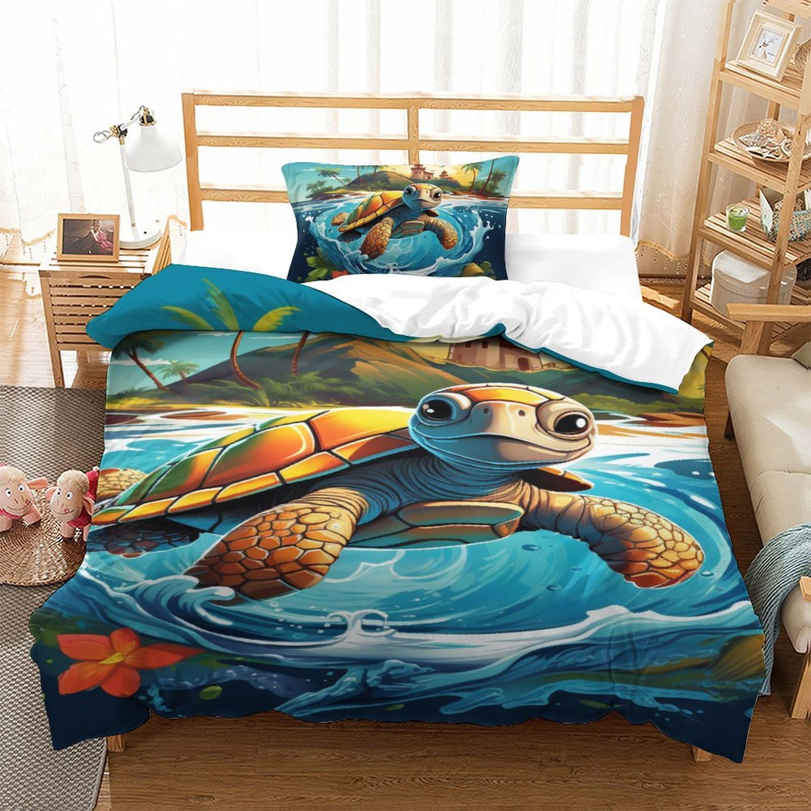 Housse de couette La Tortue 3D pour une chambre d'enfant thématique et des nuits douces