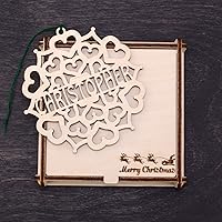 Vista 2 de Custom Christmas Tree Ornaments - Christmas Decorations Handmade, Xmas Ornament, Wooden Snowflake, Personalized Christmas Gifts, Gift Box