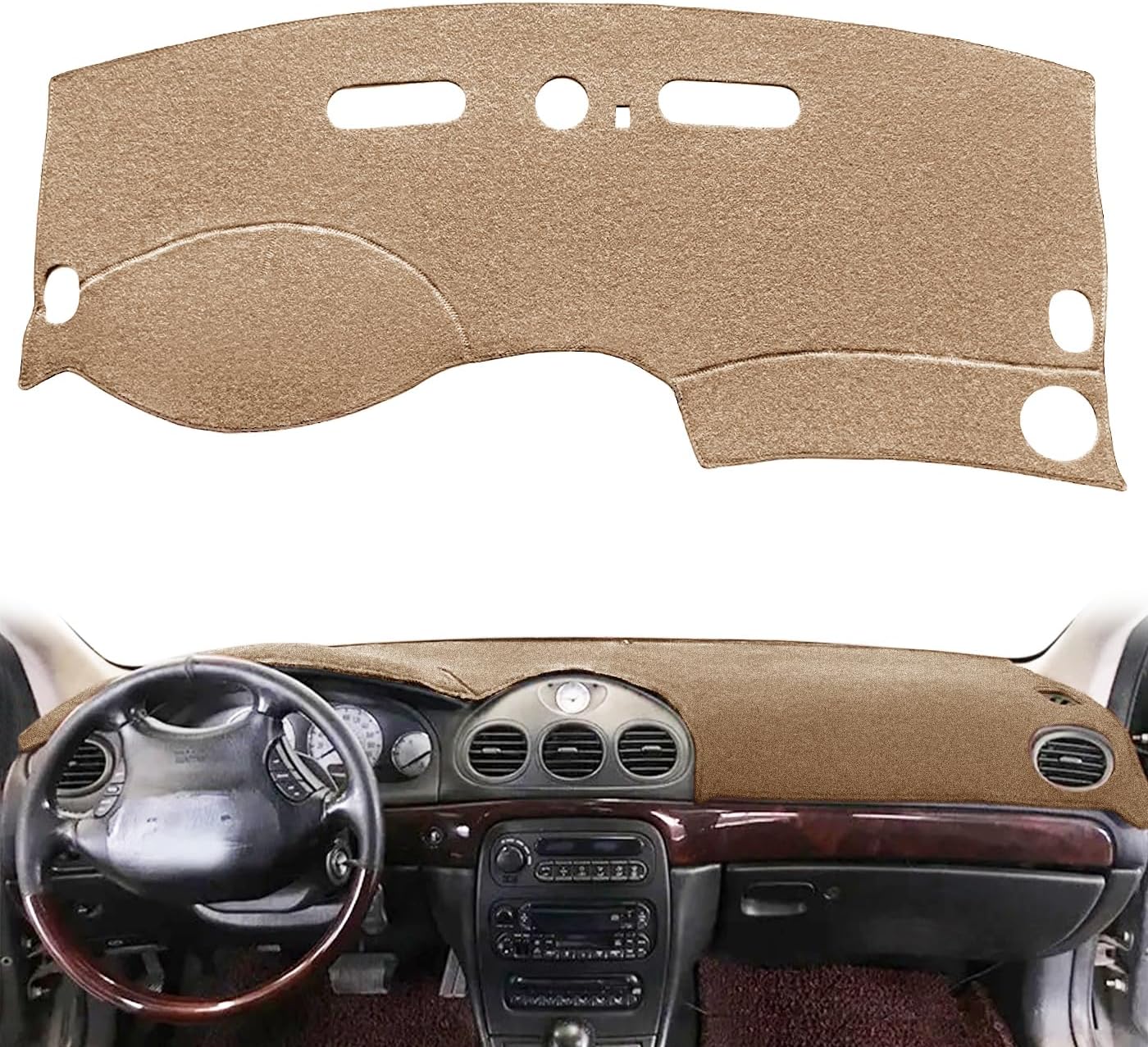 Dash Cover Mat Custom Fit for Chrysler 300M Concorder LHS, Dashboard Cover Pad Carpet Protector F228 (Black)