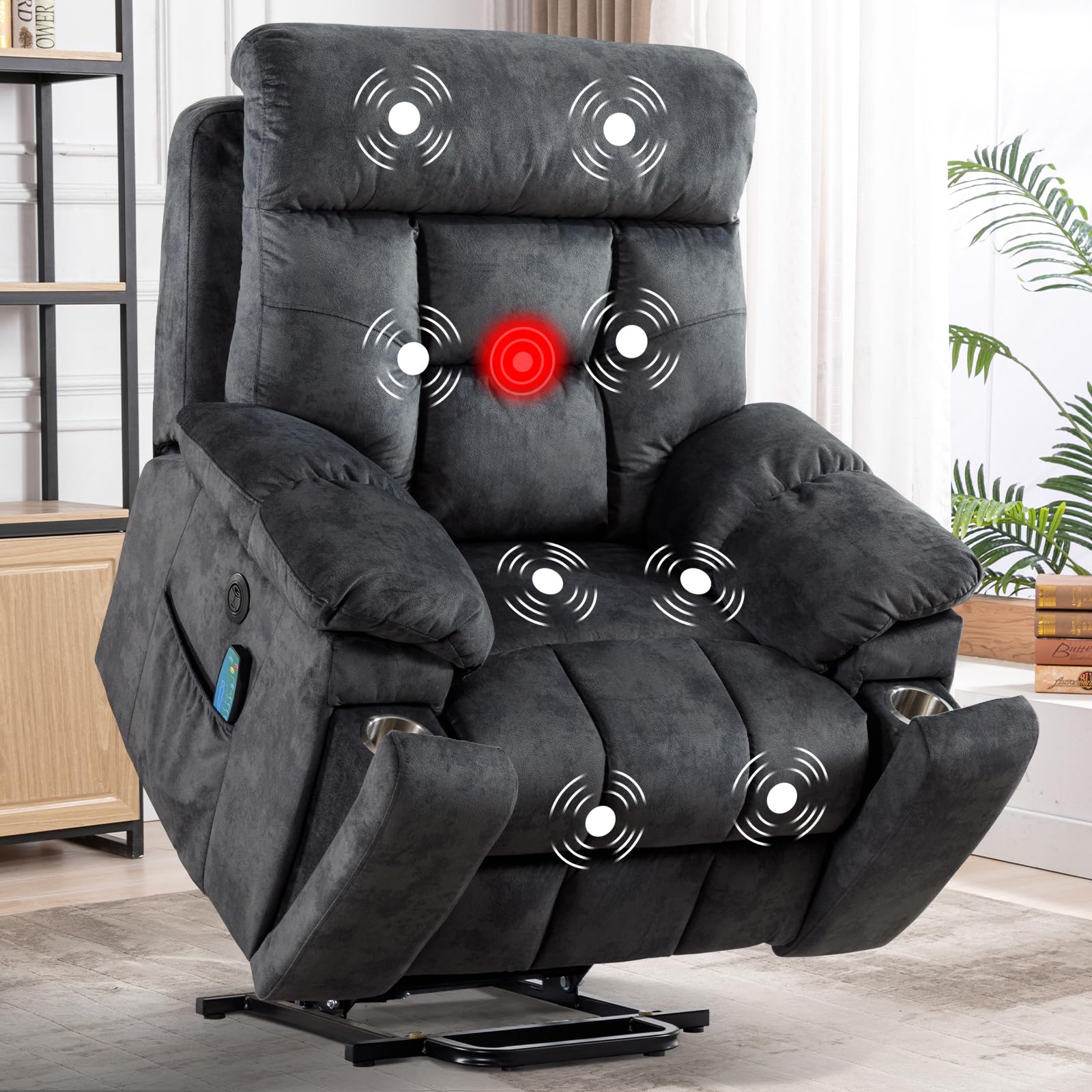 CANMOV Large Power Lift Recliner Chair with Massage and Heat